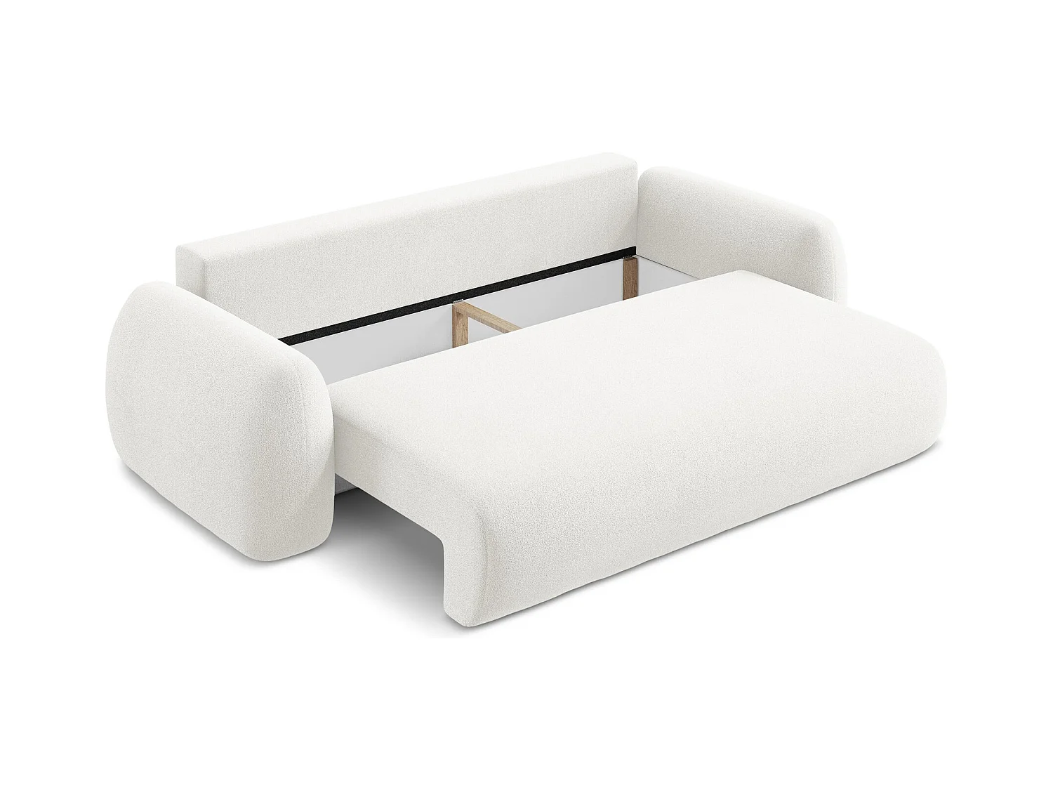 Canapé 3 places convertible en tissu bouclette - blanc - LOHI