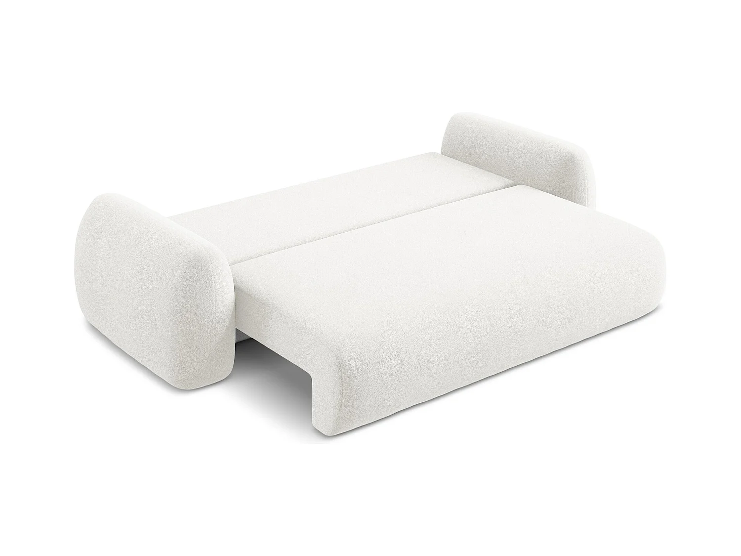 Canapé 3 places convertible en tissu bouclette - blanc - LOHI