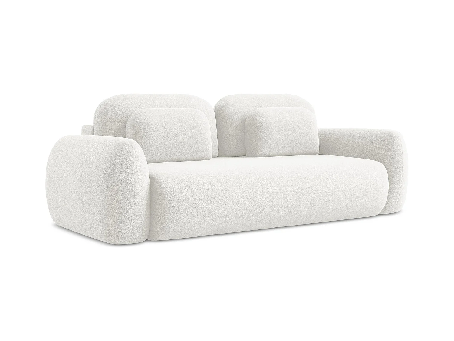 3-Sitzer Sofa mit Schlaffunktion - Bouclé - Weiß - LOHI