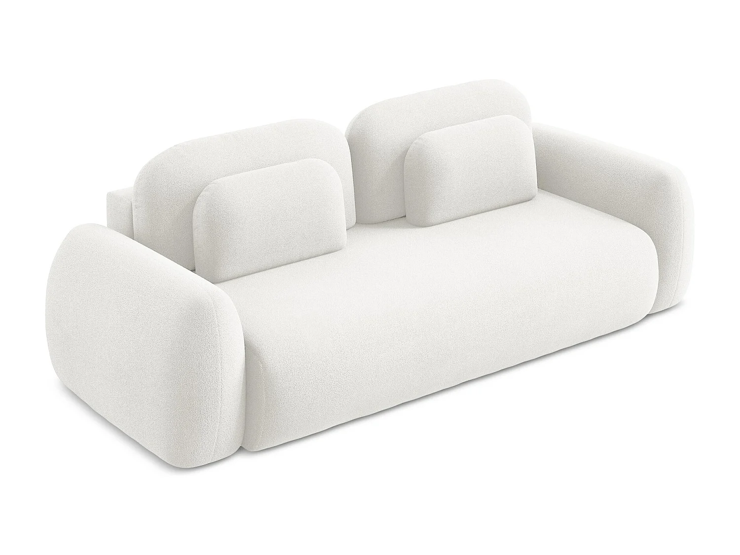 Canapé 3 places convertible en tissu bouclette - blanc - LOHI