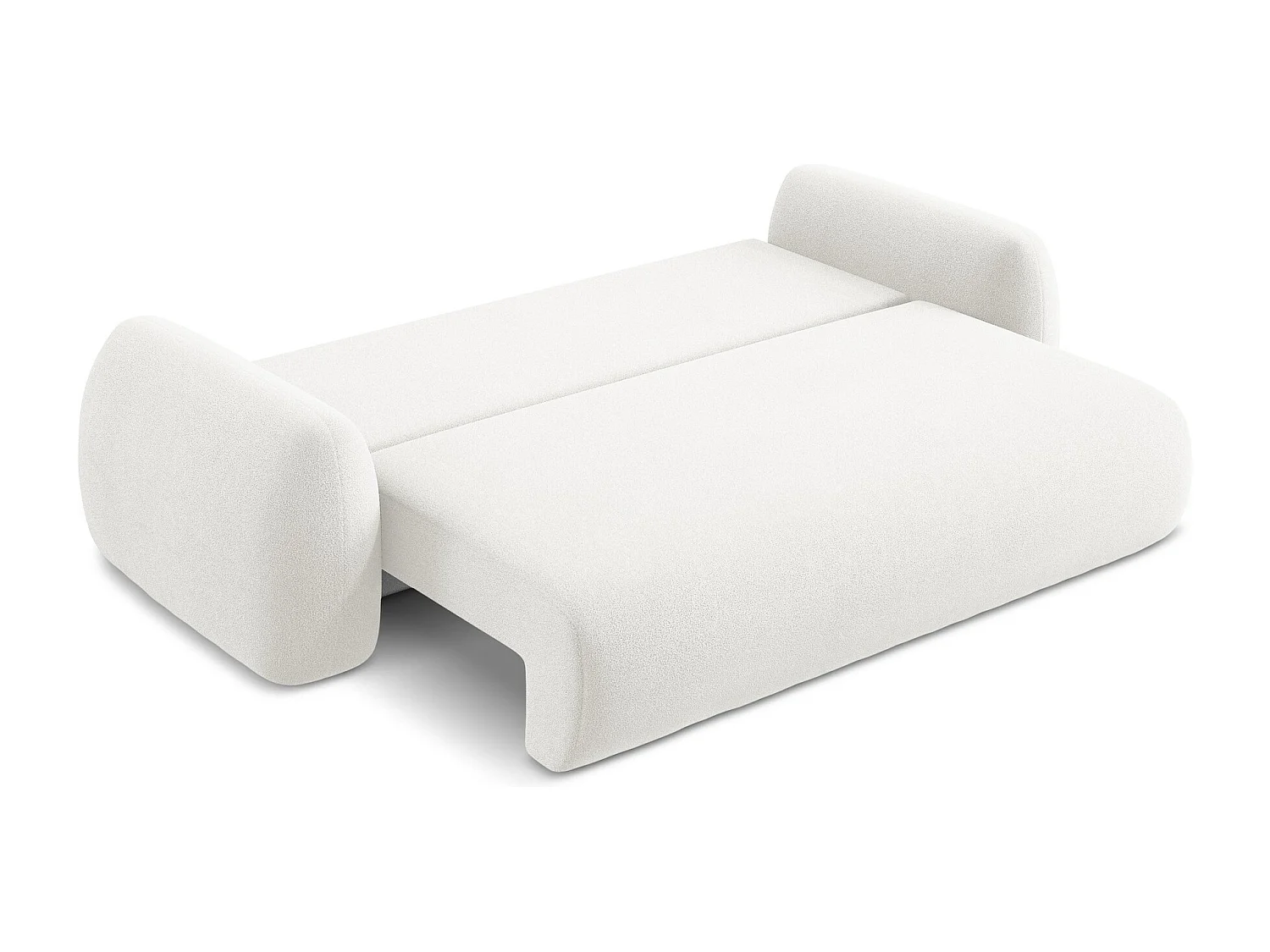 Canapé 3 places convertible en tissu bouclette - blanc - LOHI