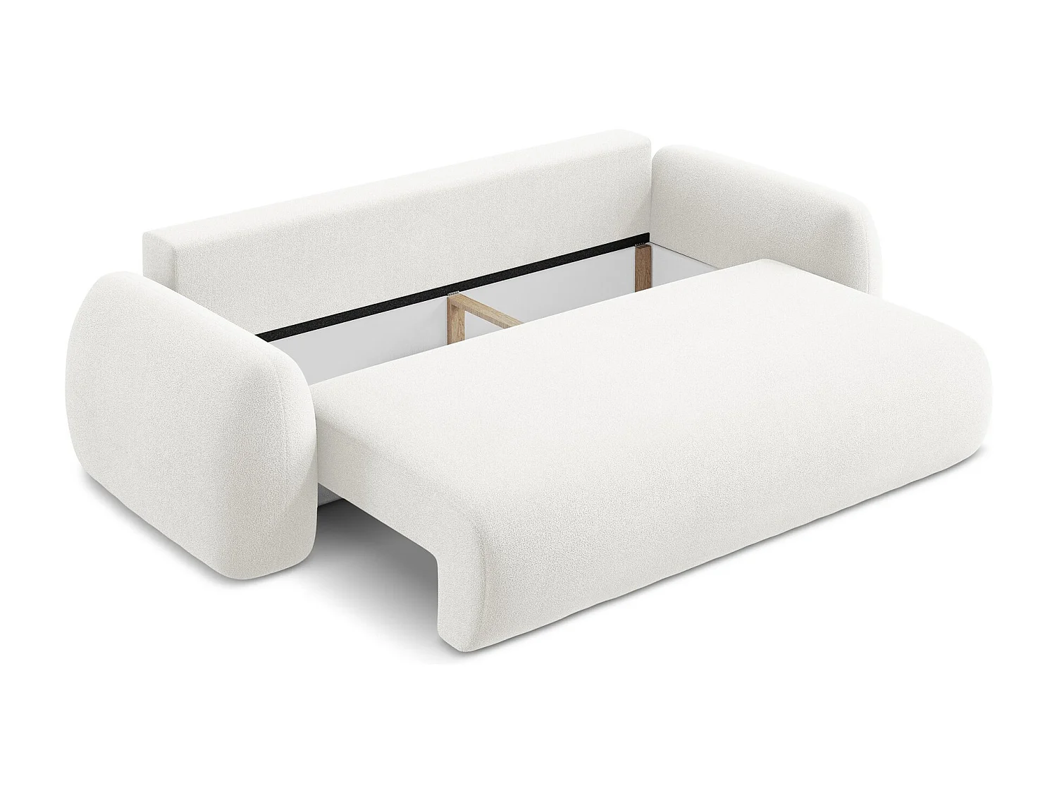 Canapé 3 places convertible en tissu bouclette - blanc - LOHI