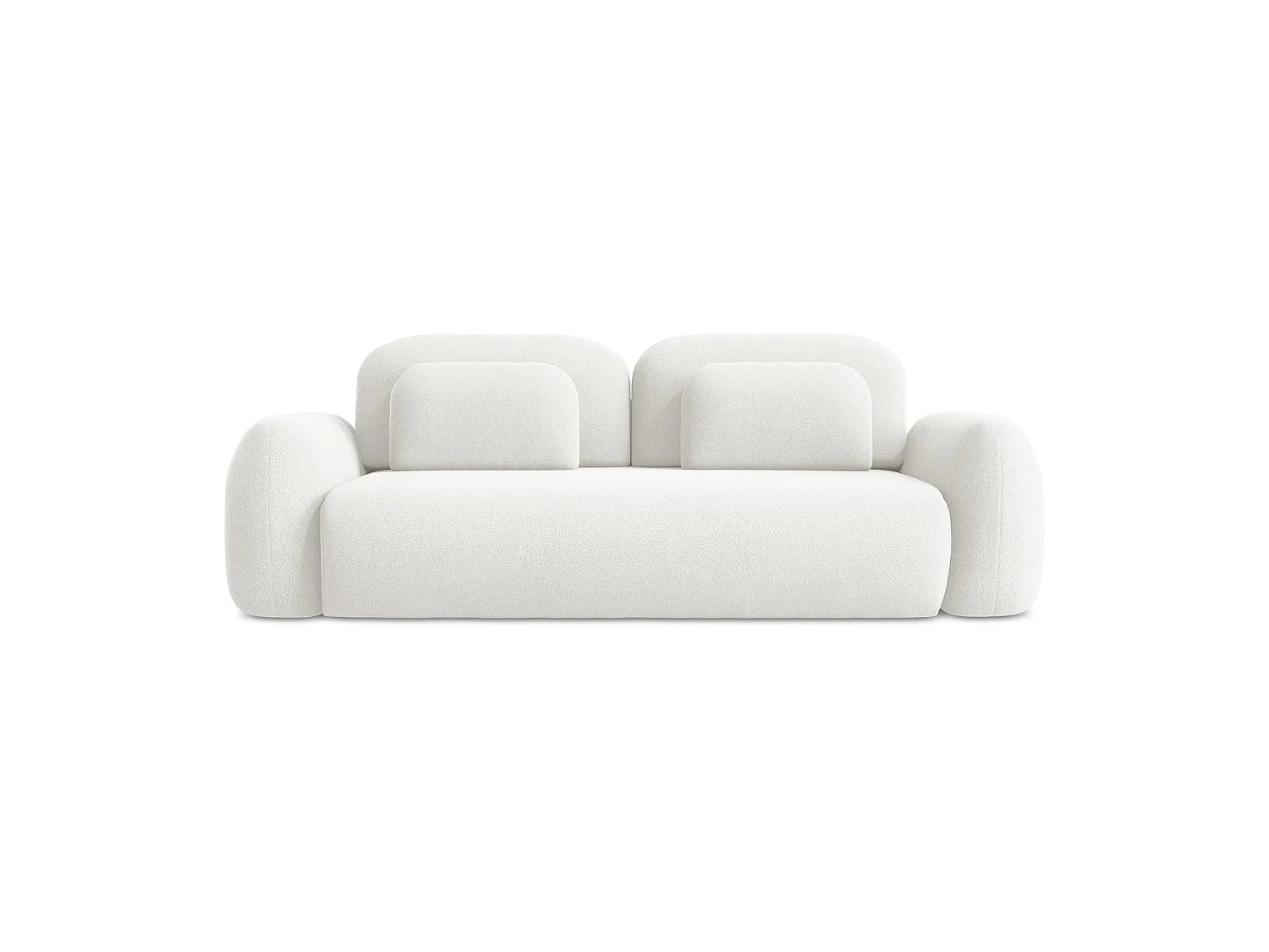 Canapé 3 places convertible en tissu bouclette - blanc - FERRETTI