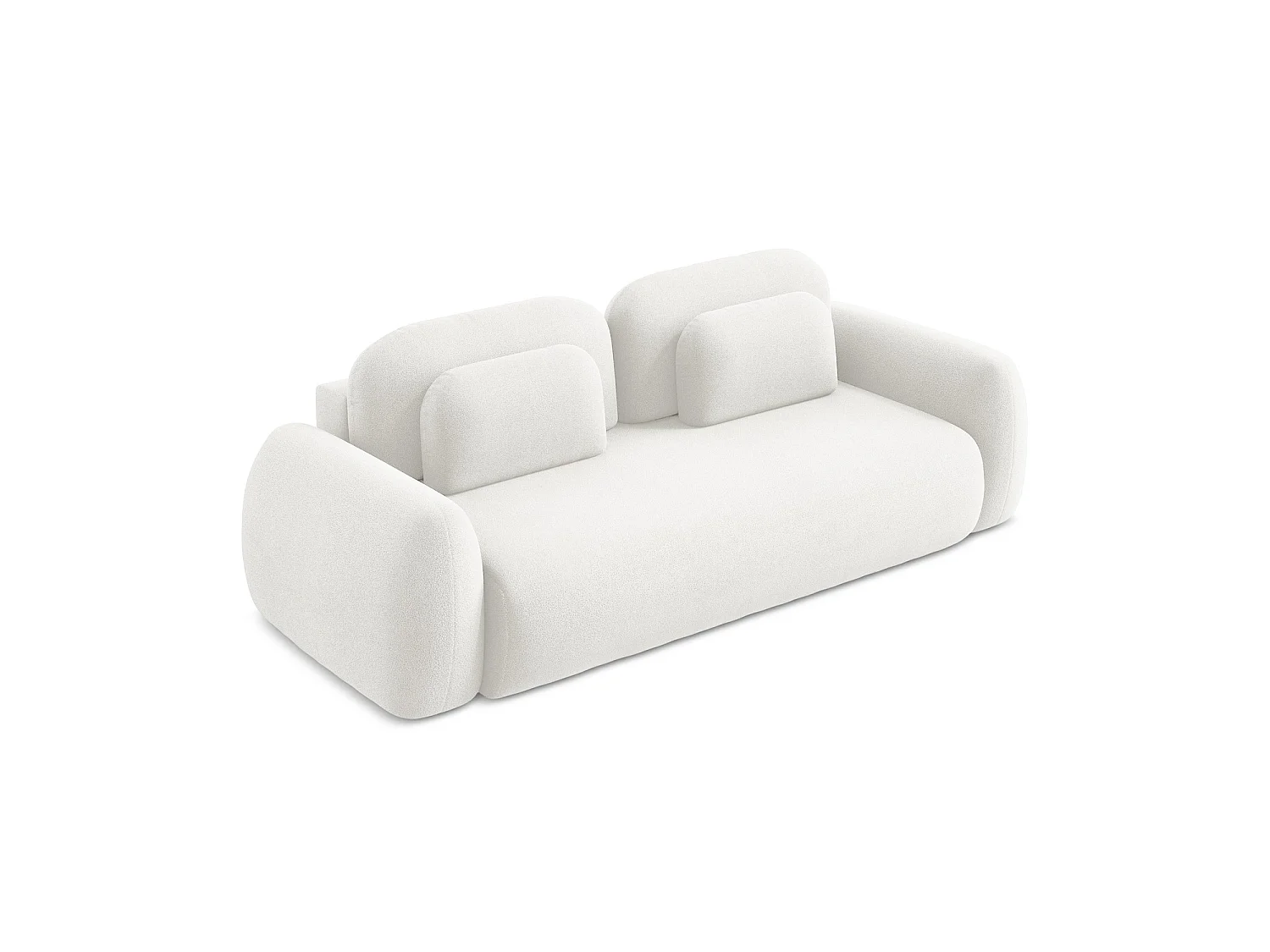 Canapé 3 places convertible en tissu bouclette - blanc - FERRETTI