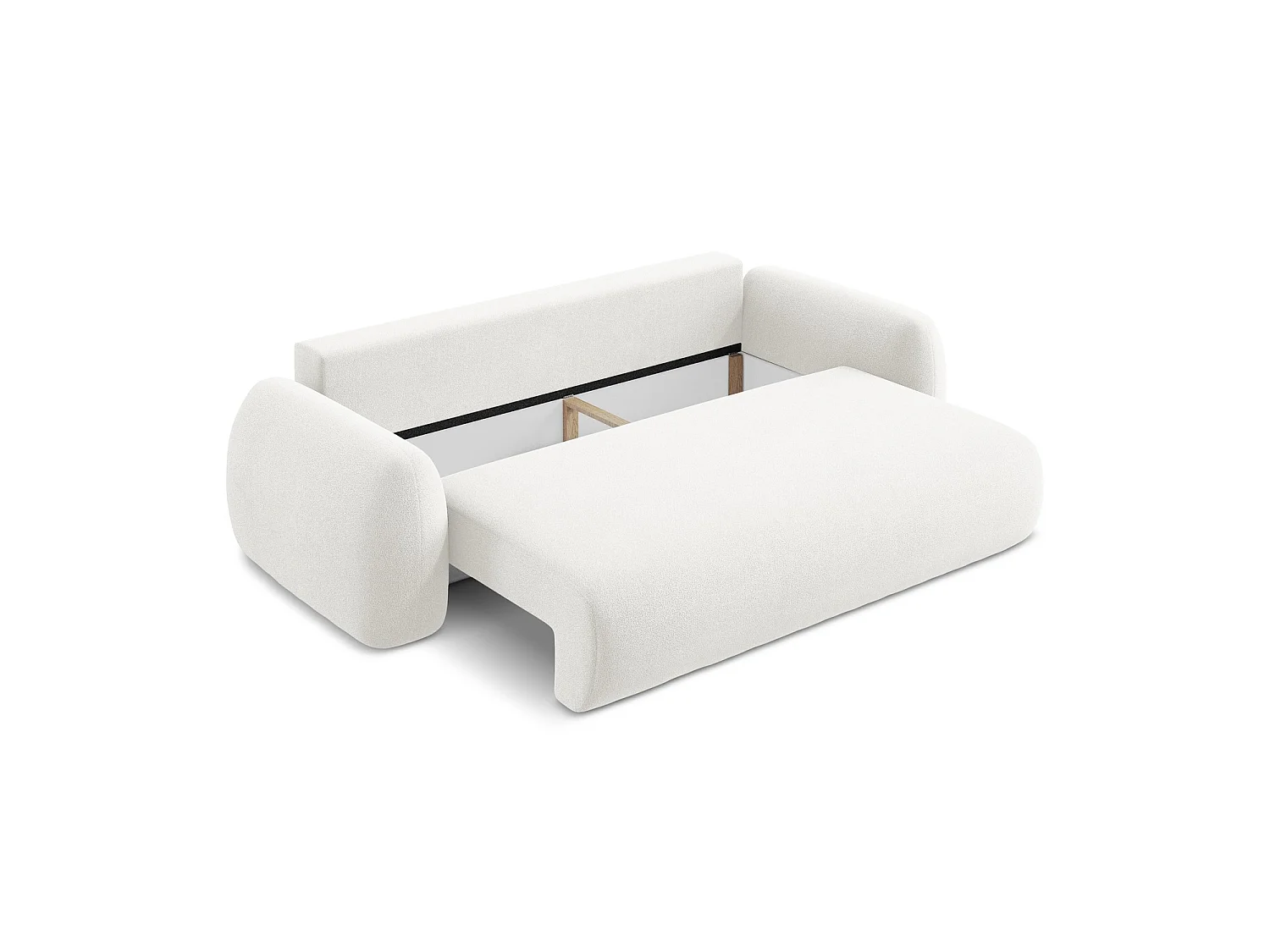 Canapé 3 places convertible en tissu bouclette - blanc - FERRETTI