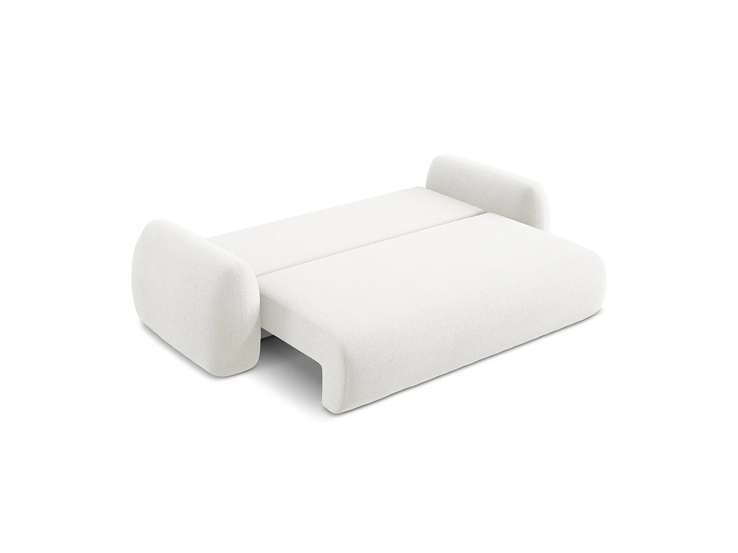 Canapé 3 places convertible en tissu bouclette - blanc - FERRETTI