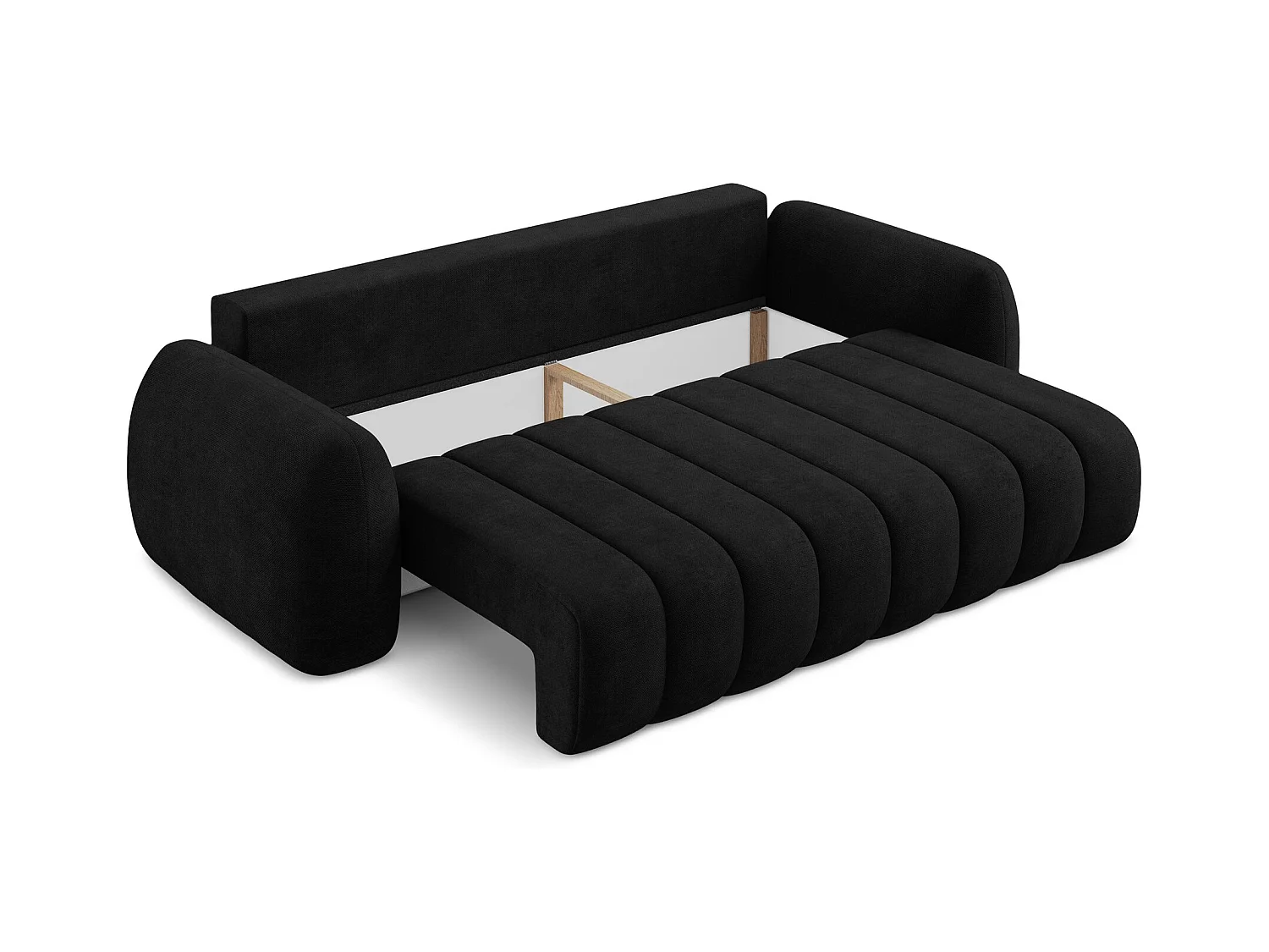 Canapé 3 places convertible en tissu chenille - noir - PELE