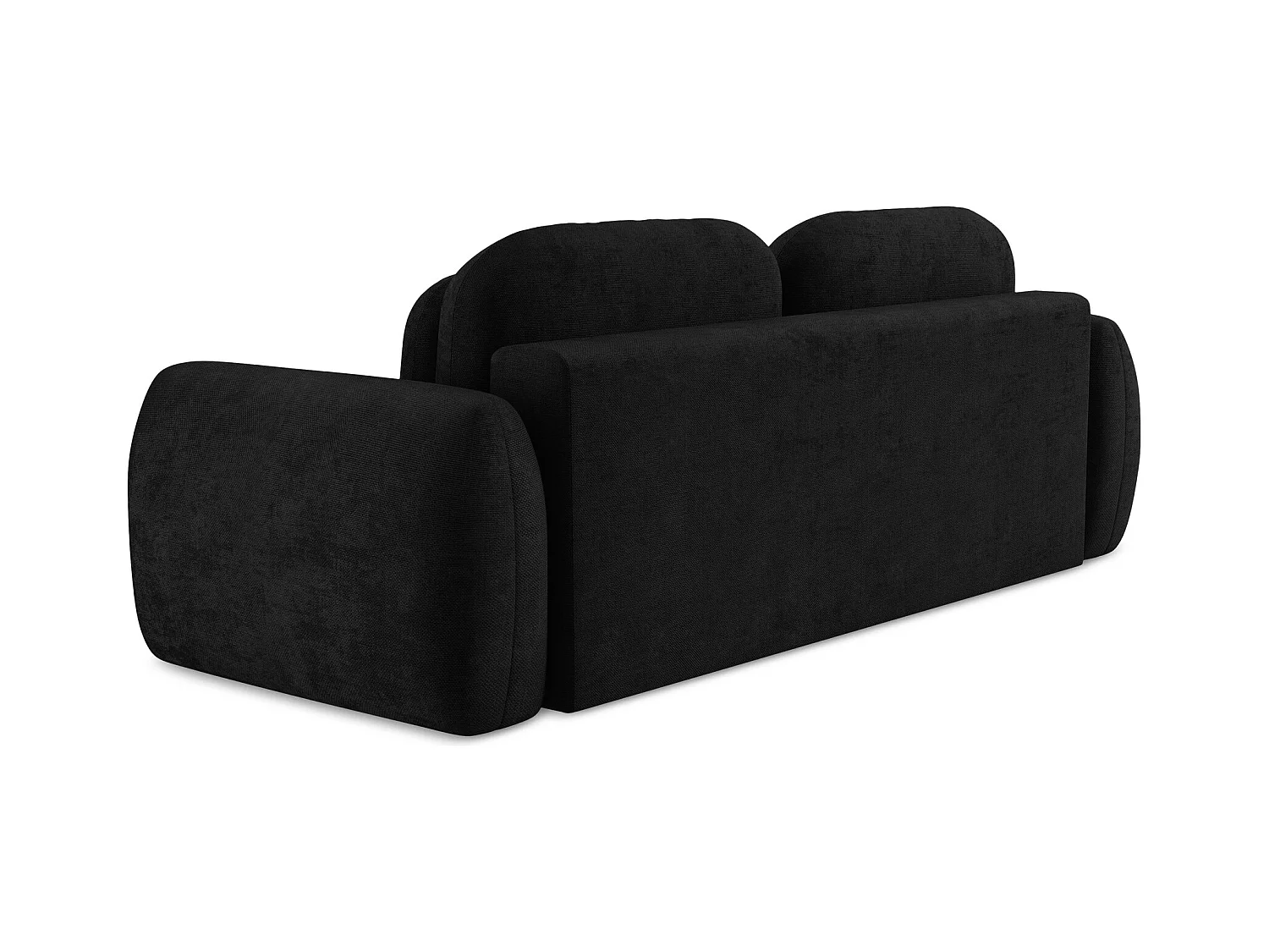 Canapé 3 places convertible en tissu chenille - noir - PELE