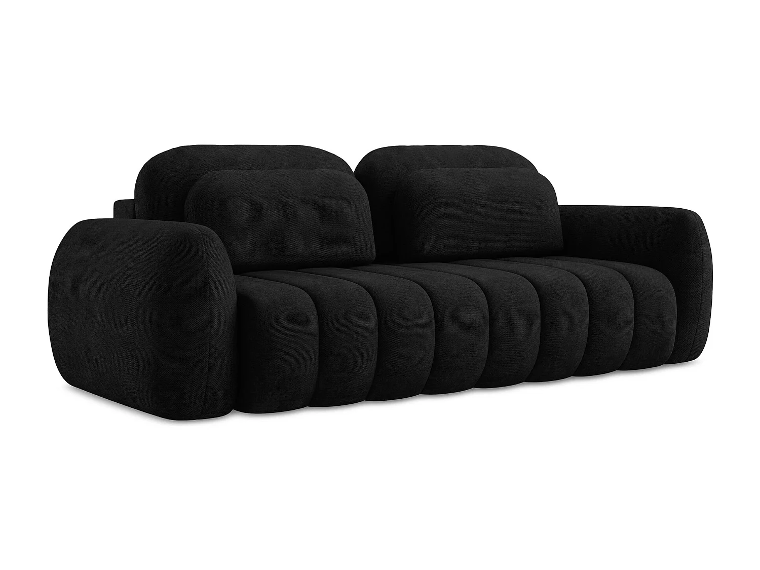 Canapé 3 places convertible en tissu chenille - noir - PELE