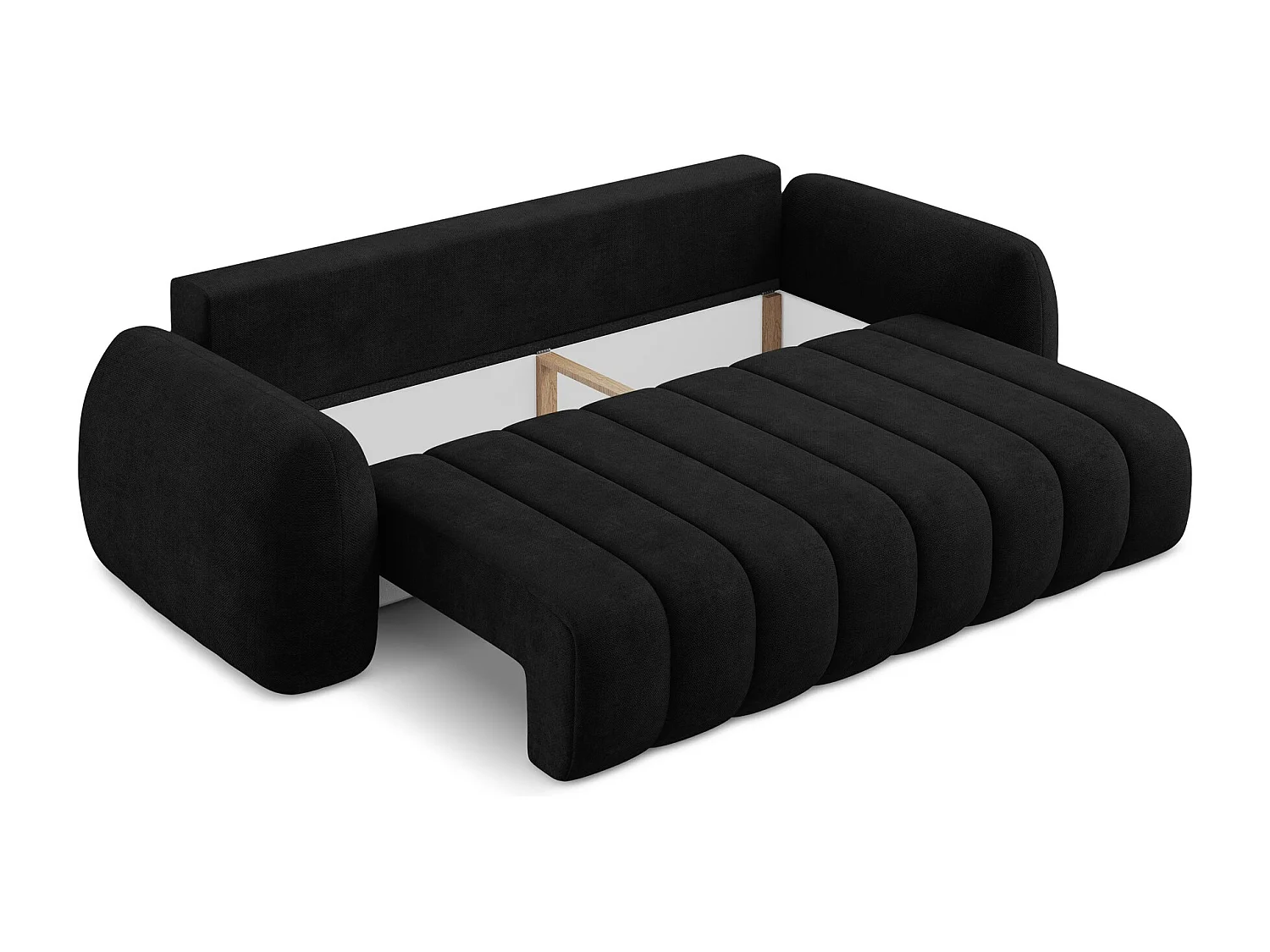 Canapé 3 places convertible en tissu chenille - noir - PELE