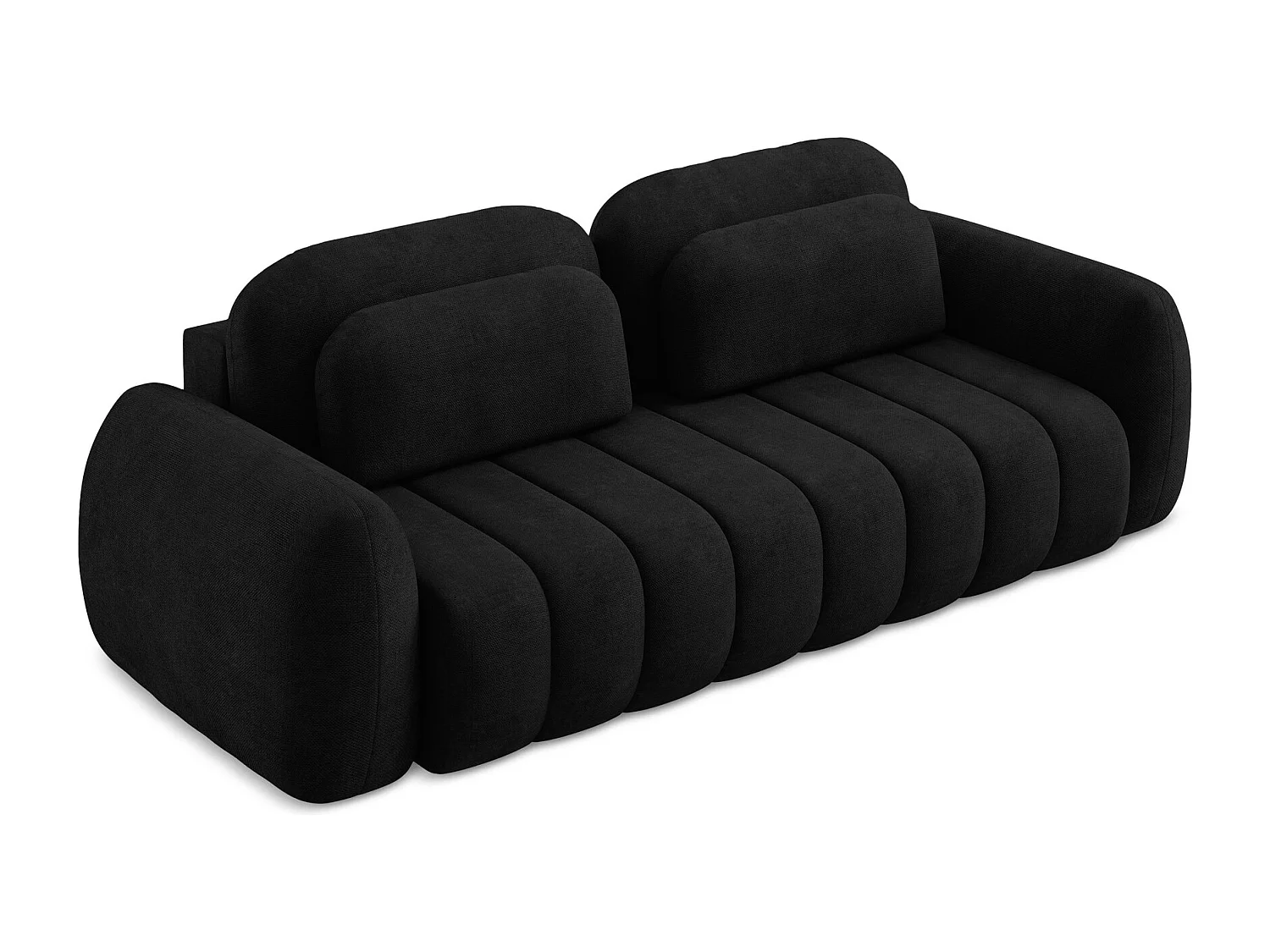 Driezits-slaapbank van zwart chenille stof - PELE