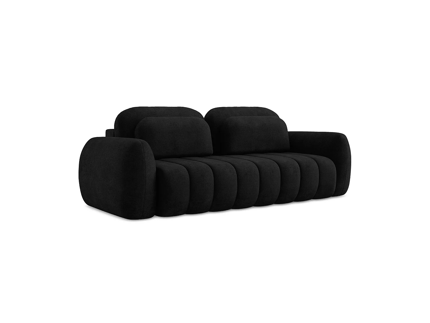 Canapé 3 places convertible en tissu chenille - noir - GINOSA