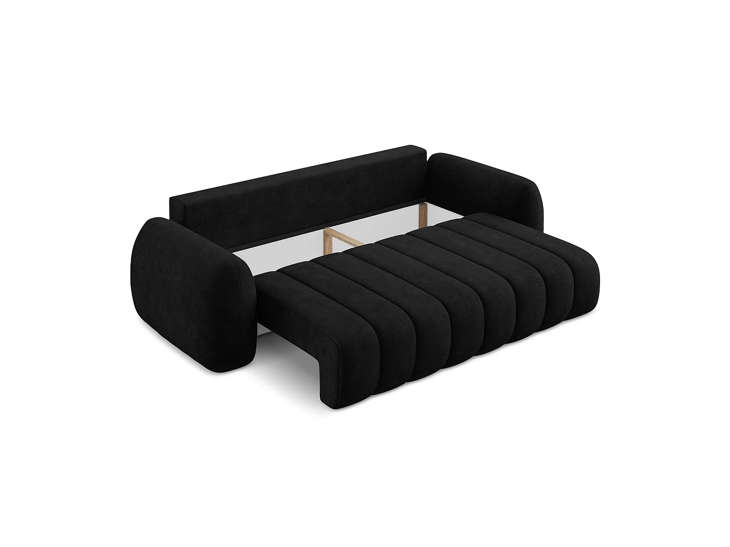 Canapé 3 places convertible en tissu chenille - noir - GINOSA