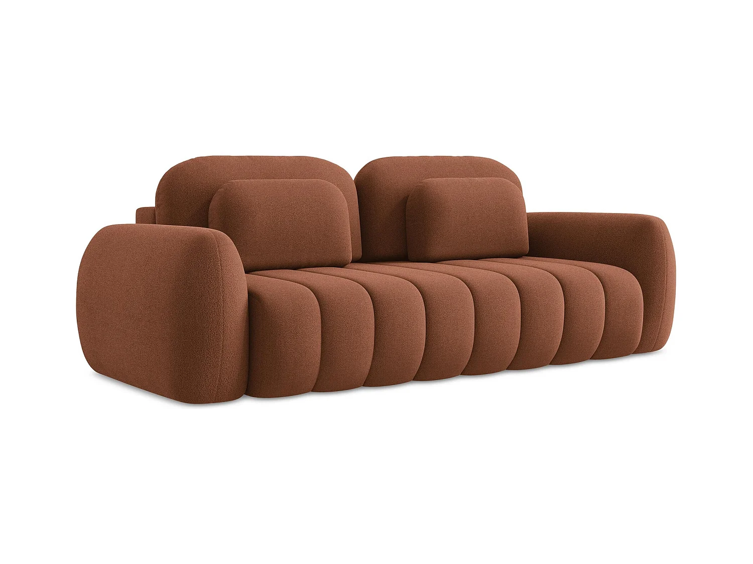 Canapé 3 places convertible en tissu bouclette - terre cuite - PELE