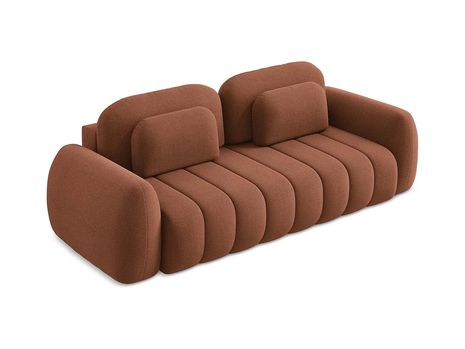 Canapé 3 places convertible en tissu bouclette - terre cuite - PELE