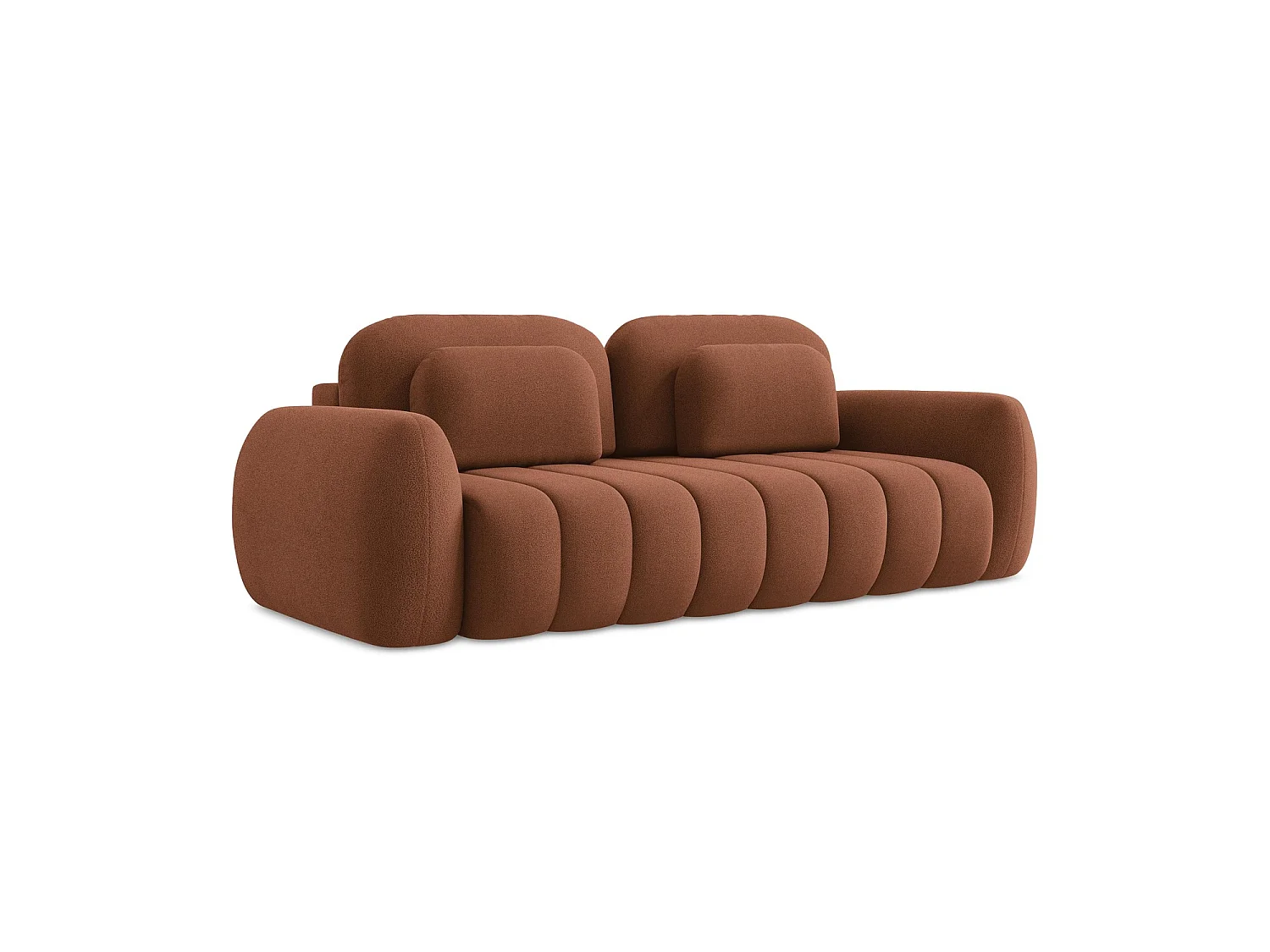 Canapé 3 places convertible en tissu bouclette - terre cuite - GINOSA