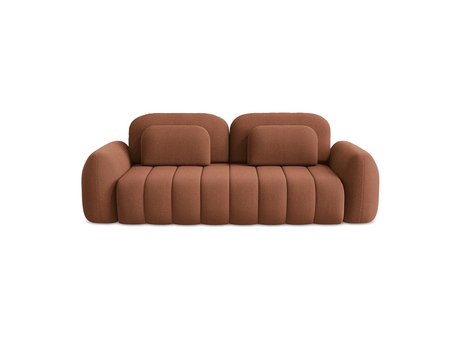 Canapé 3 places convertible en tissu bouclette - terre cuite - GINOSA