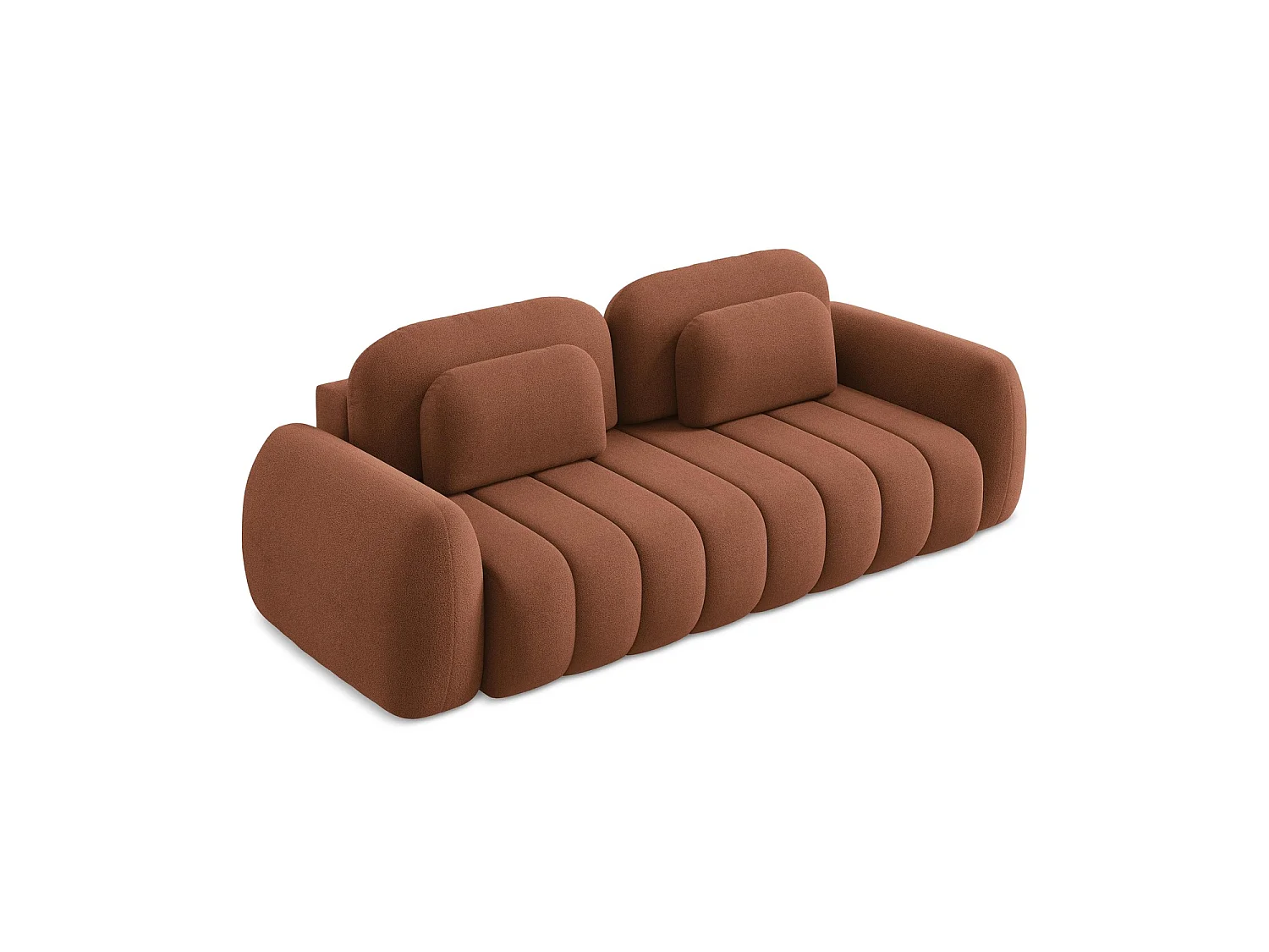 Canapé 3 places convertible en tissu bouclette - terre cuite - GINOSA