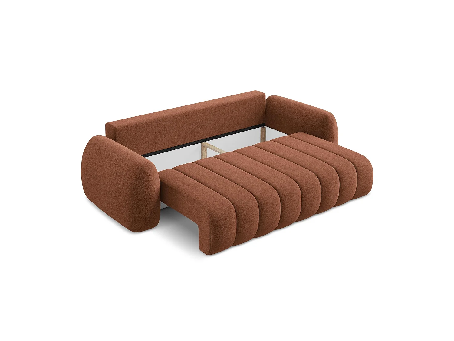 Canapé 3 places convertible en tissu bouclette - terre cuite - GINOSA