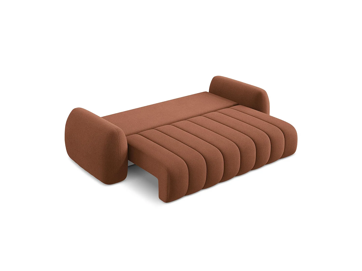 Canapé 3 places convertible en tissu bouclette - terre cuite - GINOSA