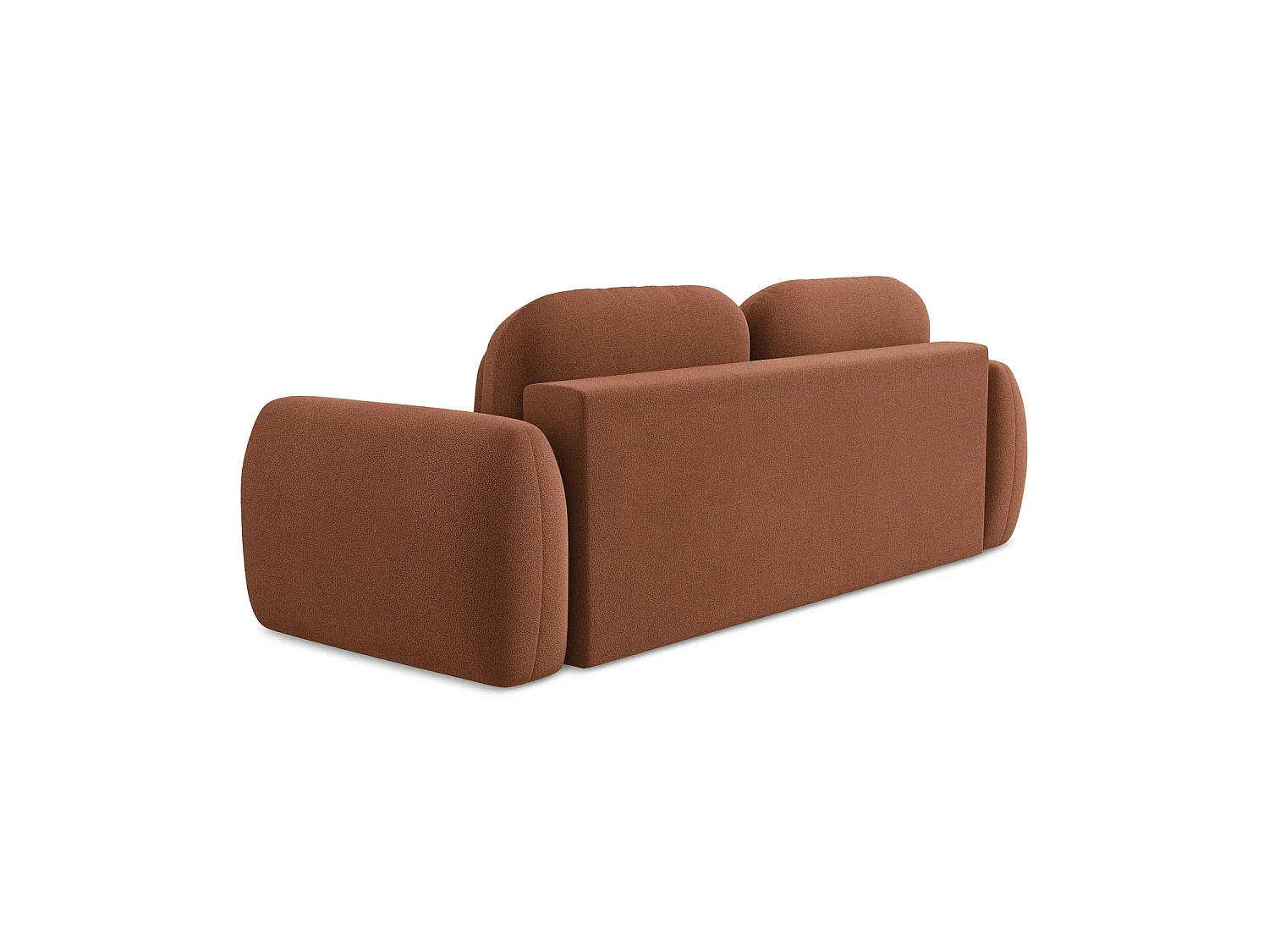 Canapé 3 places convertible en tissu bouclette - terre cuite - GINOSA
