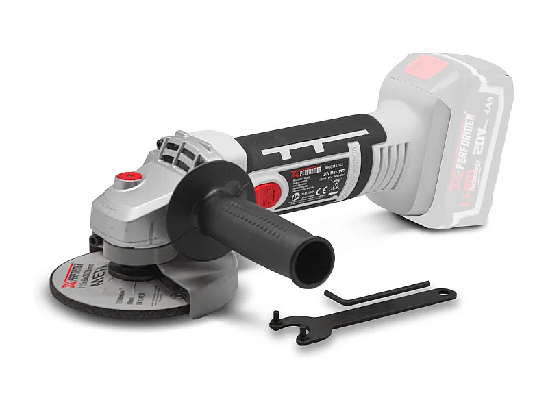 Draadloze haakse slijper 20V - 115 mm - met schijf - zonder batterij of lader - X-Performer