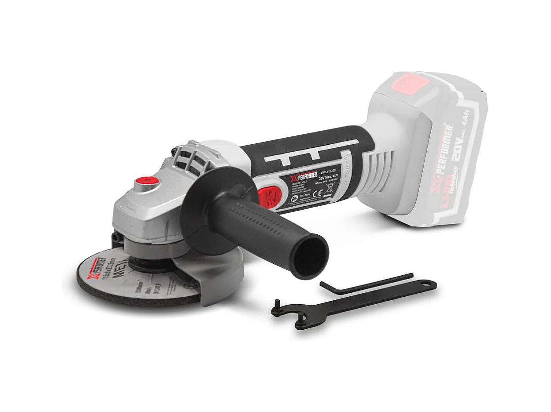 Draadloze haakse slijper 20V - 115 mm - met schijf - zonder batterij of lader - X-Performer