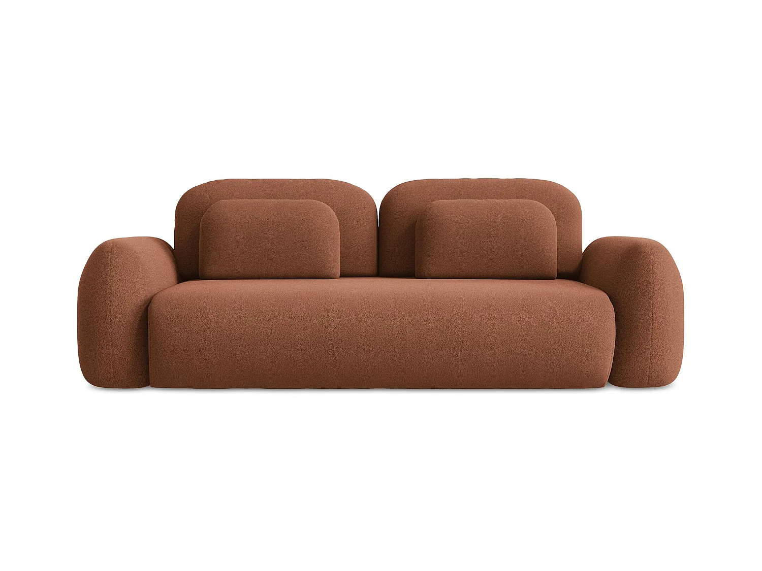 Canapé 3 places convertible en tissu bouclette - terre cuite - LOHI