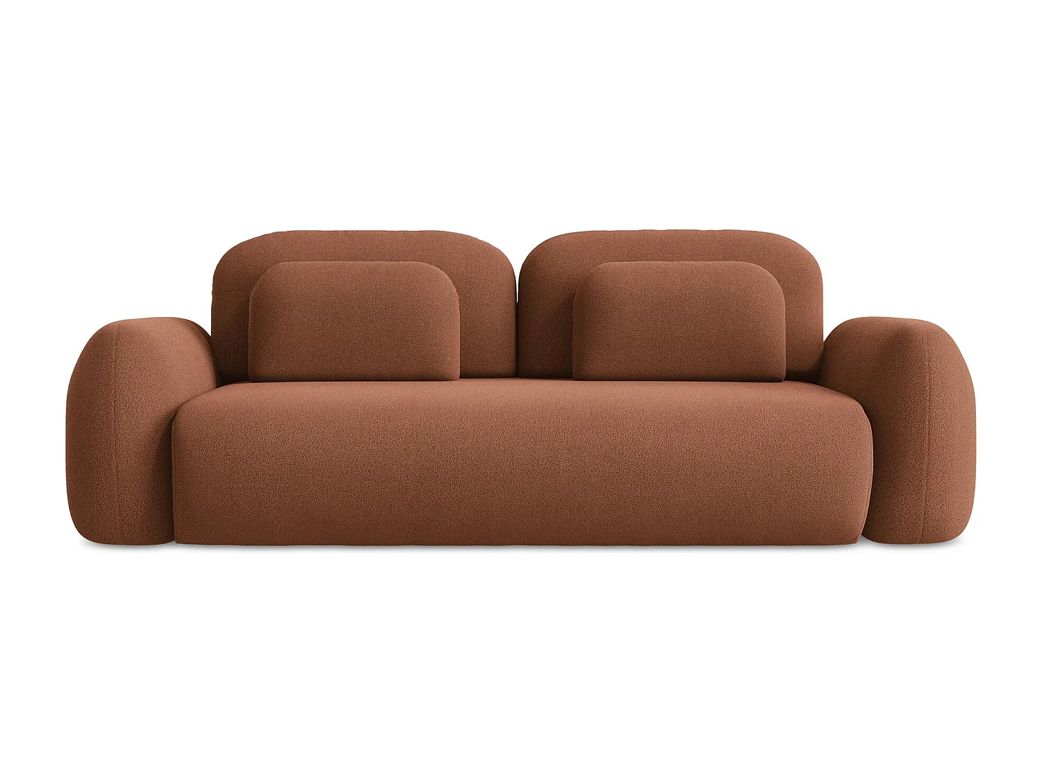 Canapé 3 places convertible en tissu bouclette - terre cuite - LOHI