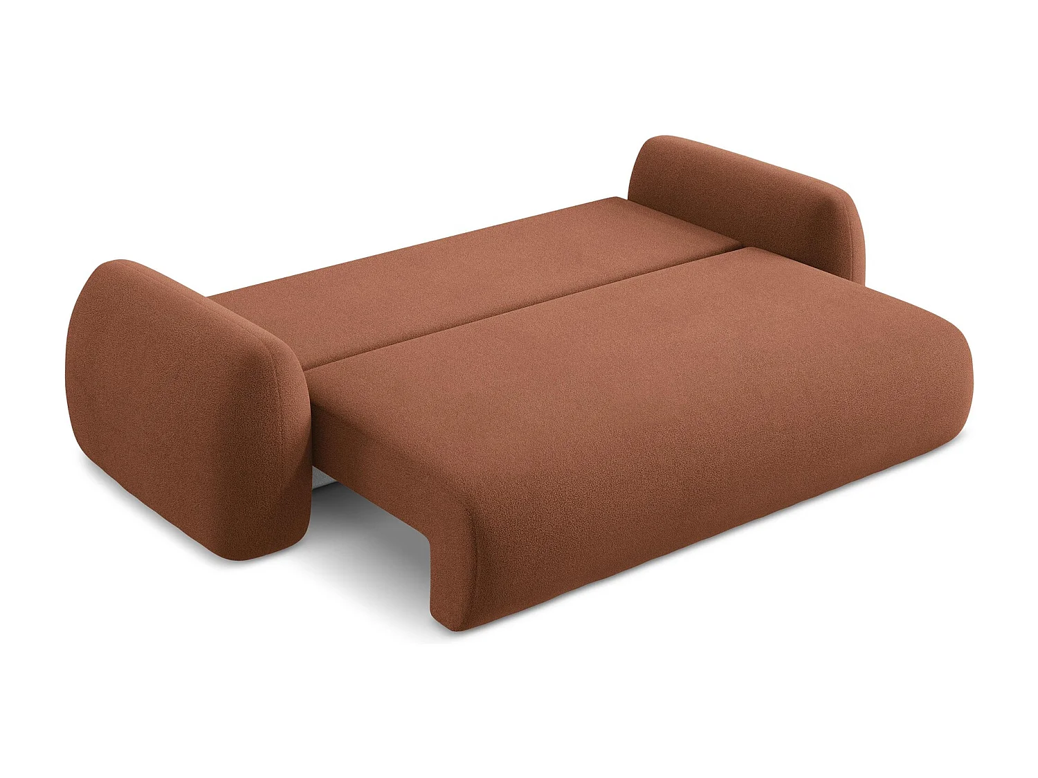 Driezits-slaapbank van terracotta bouclé - LOHI