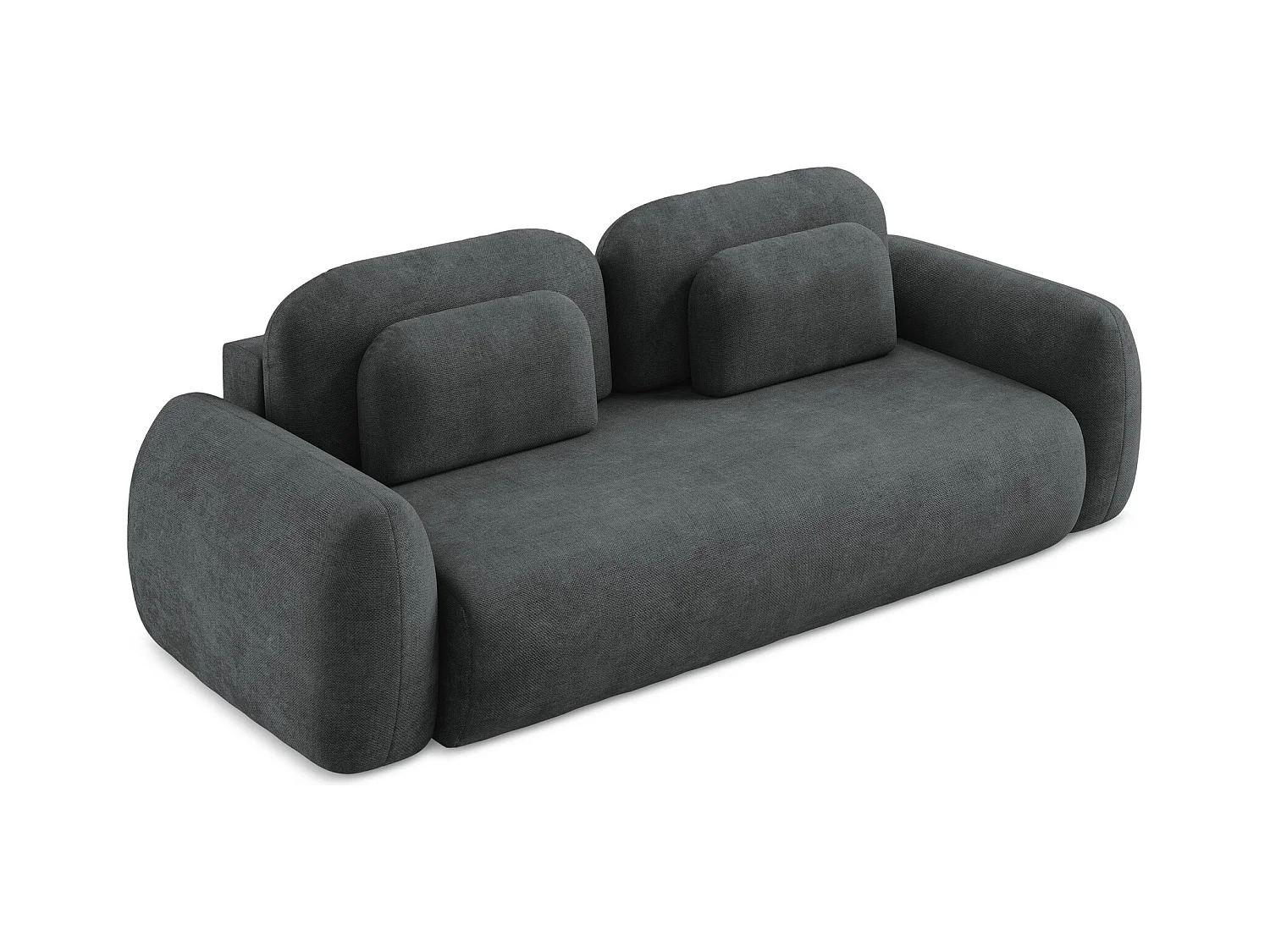 Canapé 3 places convertible en tissu chenille - gris foncé - LOHI