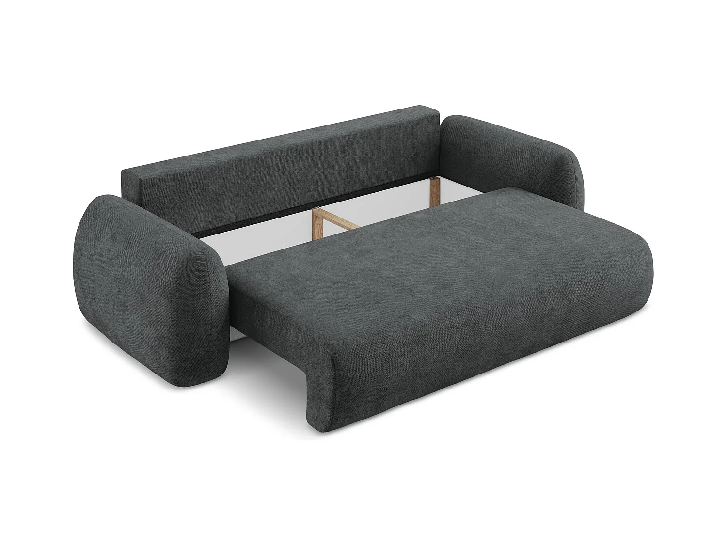 Canapé 3 places convertible en tissu chenille - gris foncé - LOHI