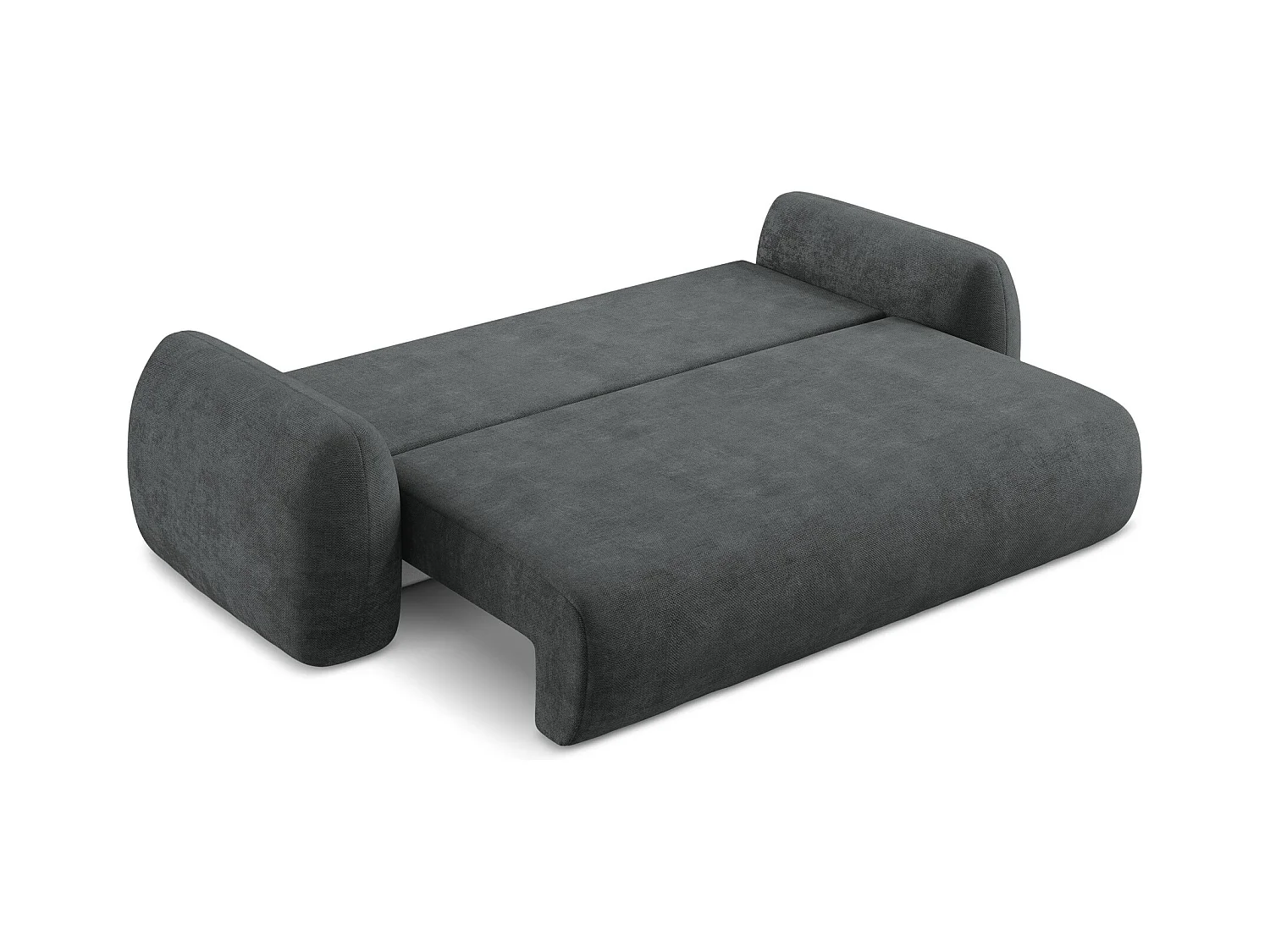 Canapé 3 places convertible en tissu chenille - gris foncé - LOHI