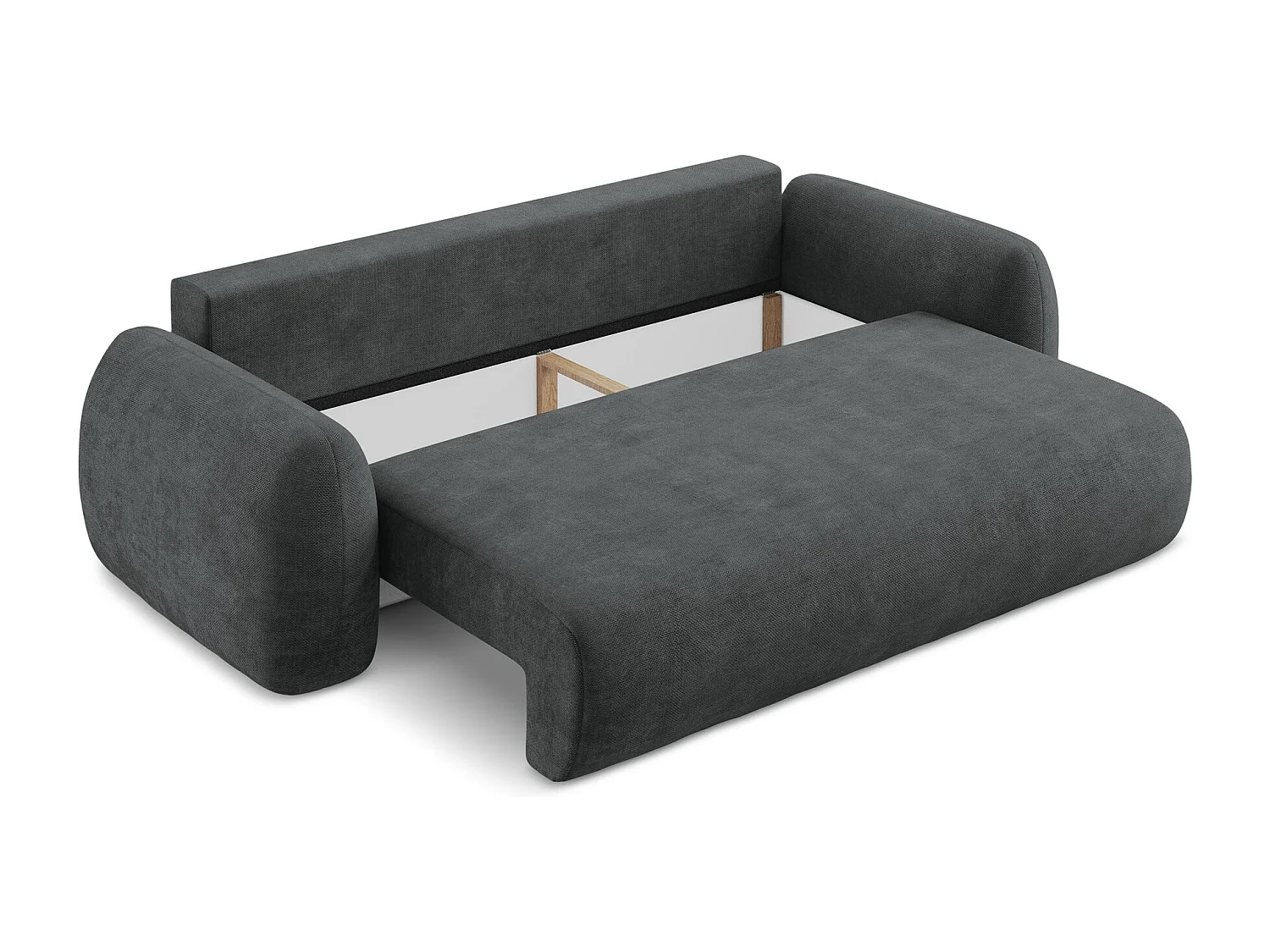 Canapé 3 places convertible en tissu chenille - gris foncé - LOHI