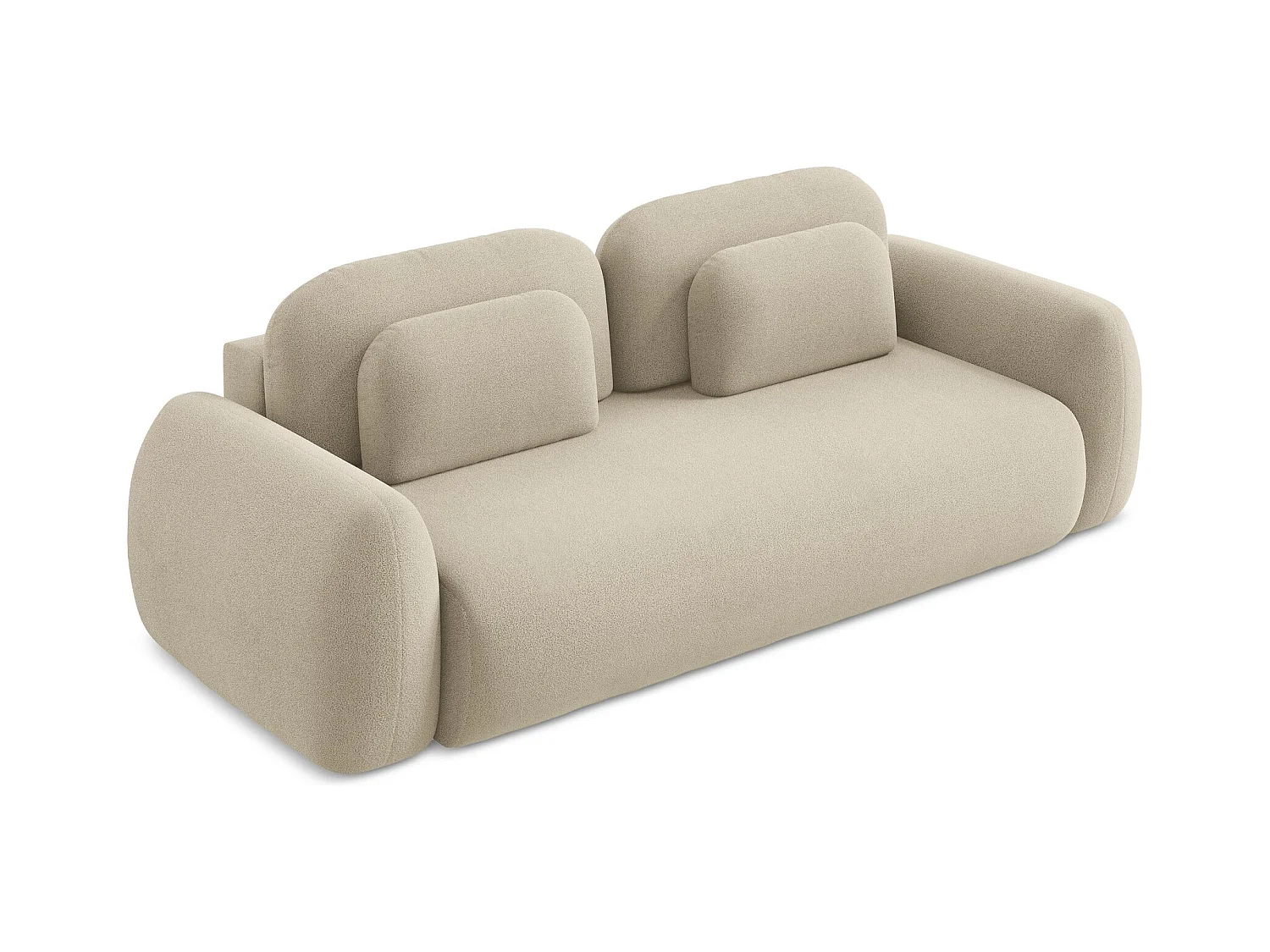 Canapé 3 places convertible en tissu bouclette - beige foncé - LOHI