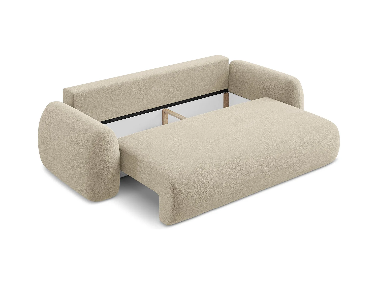 Canapé 3 places convertible en tissu bouclette - beige foncé - LOHI