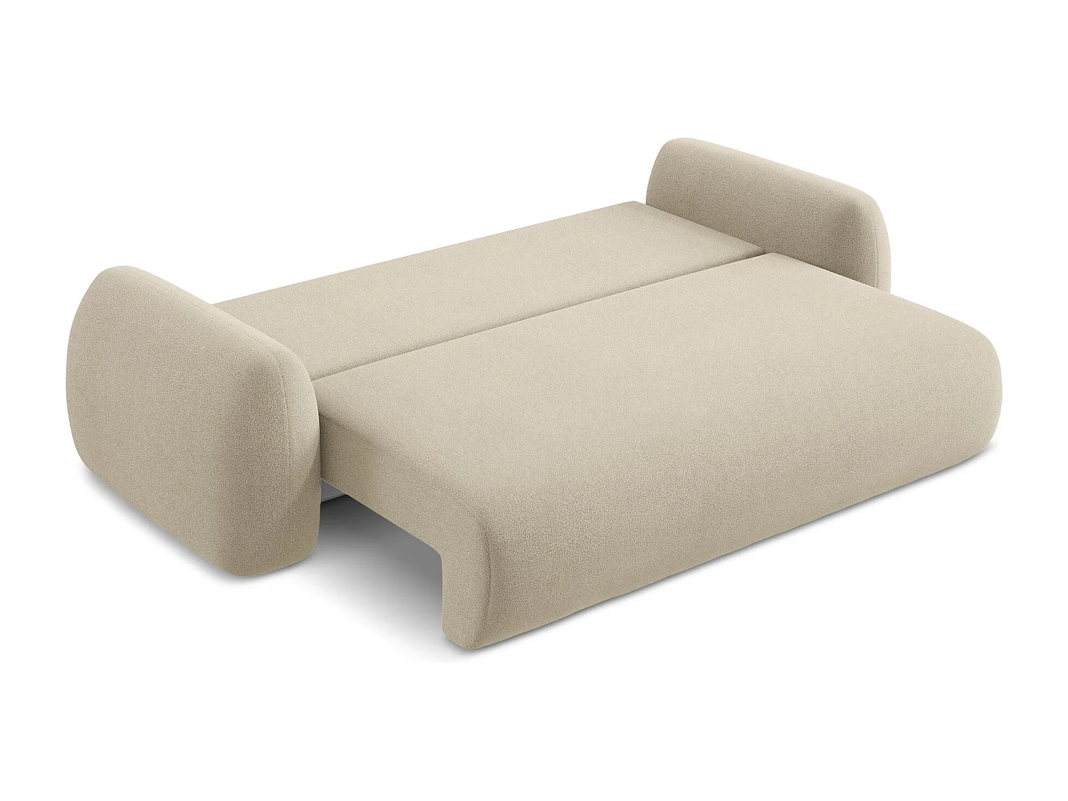 Canapé 3 places convertible en tissu bouclette - beige foncé - LOHI