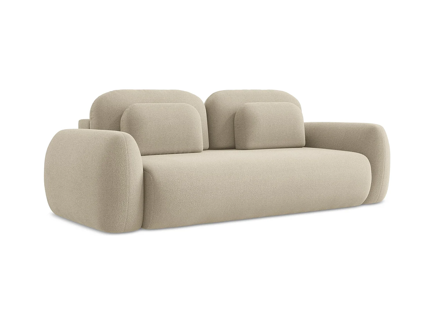 3-Sitzer Sofa mit Schlaffunktion - Bouclé - Dunkelbeige - LOHI