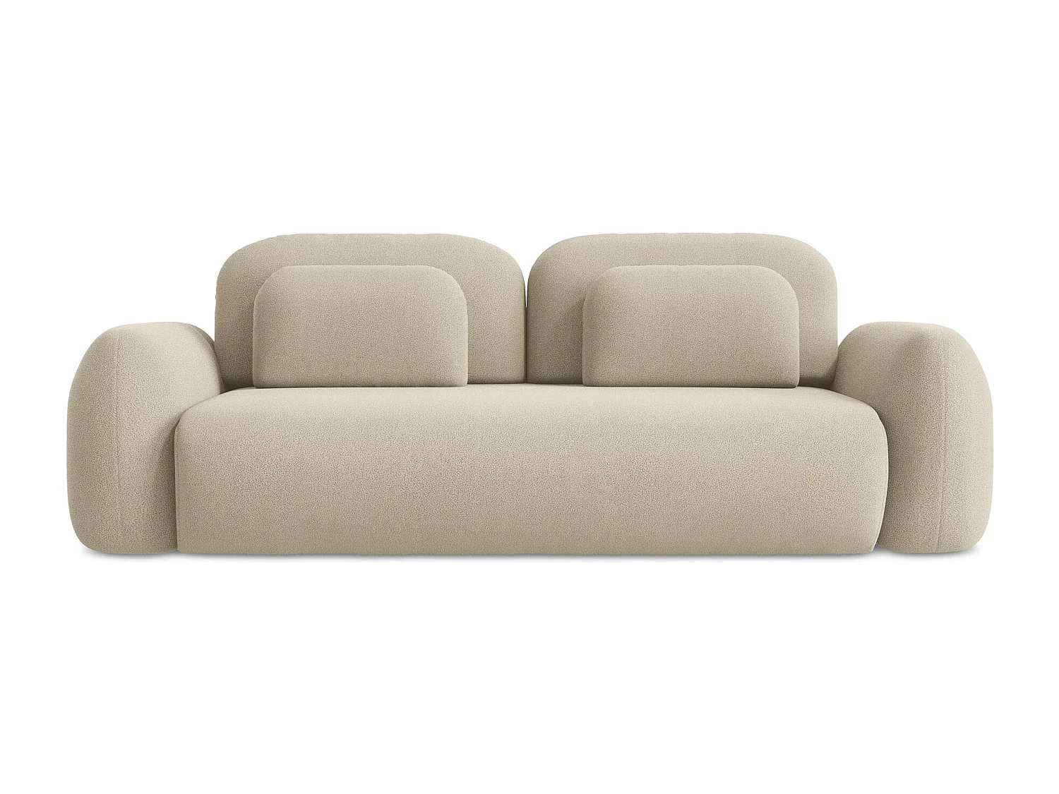 Canapé 3 places convertible en tissu bouclette - beige foncé - LOHI