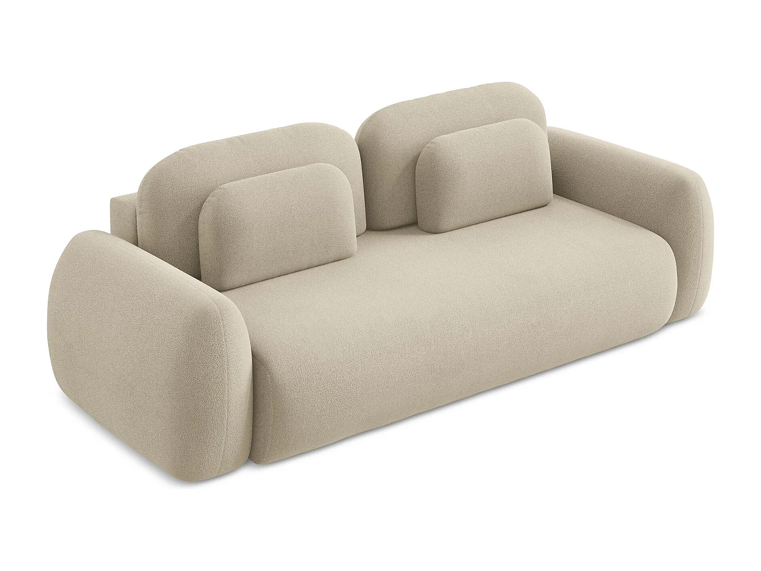 Canapé 3 places convertible en tissu bouclette - beige foncé - LOHI