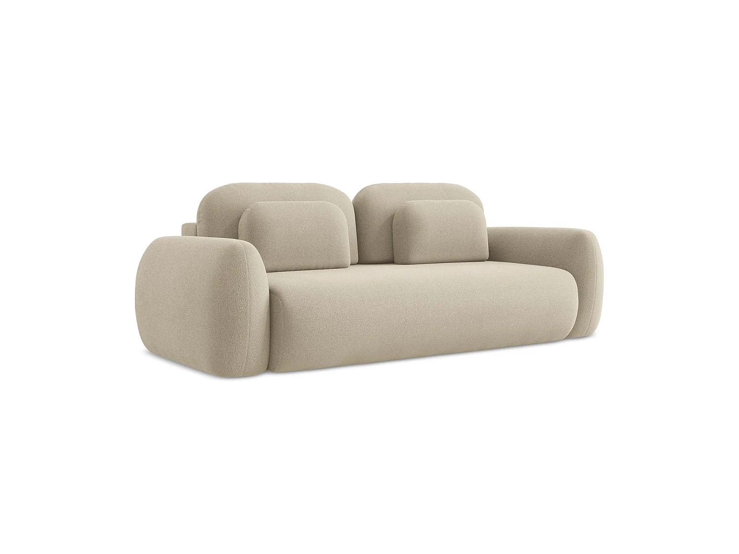 Driezits-slaapbank van donkerbeige bouclé - FERRETTI
