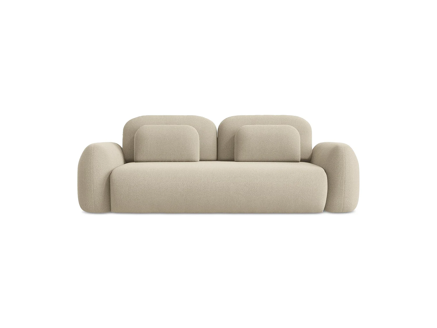 Driezits-slaapbank van donkerbeige bouclé - FERRETTI