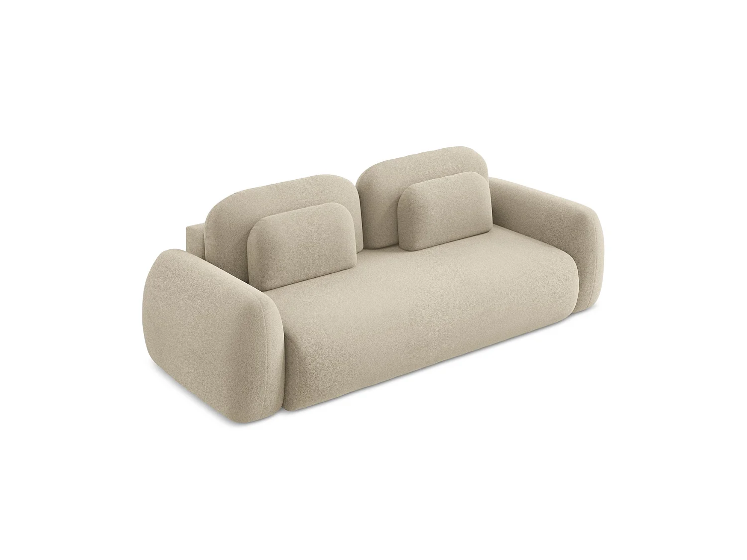Driezits-slaapbank van donkerbeige bouclé - FERRETTI