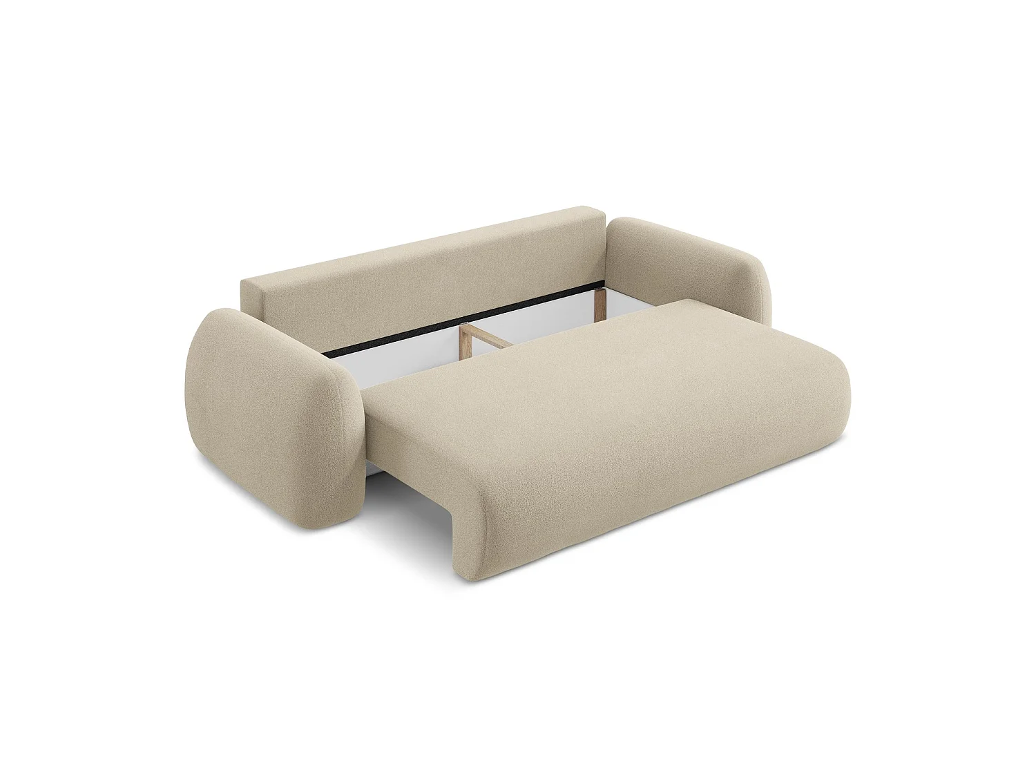 Driezits-slaapbank van donkerbeige bouclé - FERRETTI