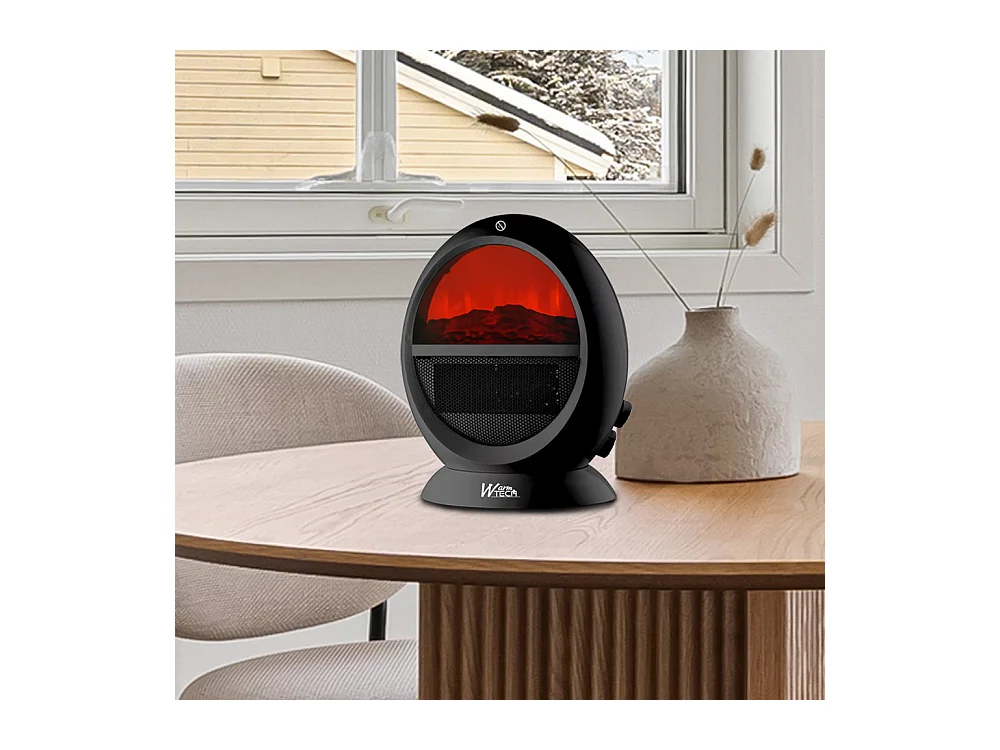 Chauffage soufflant oscillant Warm Tech 2000 W avec thermostat et effet flamme