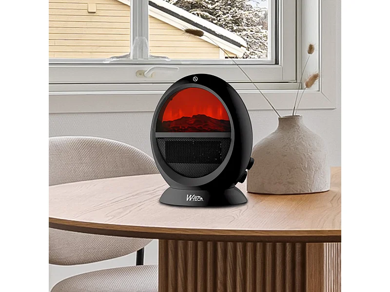 Chauffage soufflant oscillant Warm Tech 2000 W avec thermostat et effet flamme