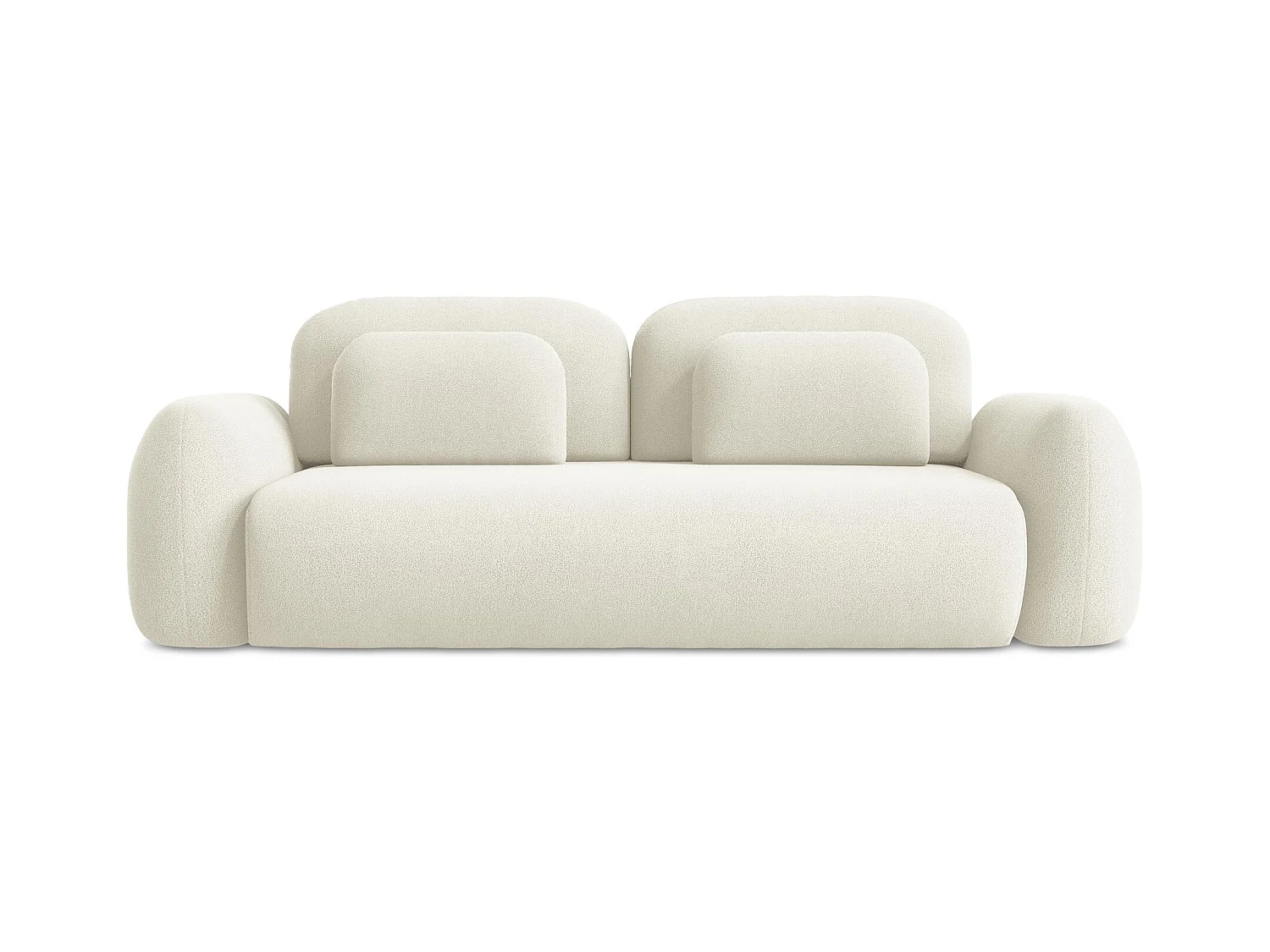 Canapé 3 places convertible en tissu bouclette - beige clair - LOHI