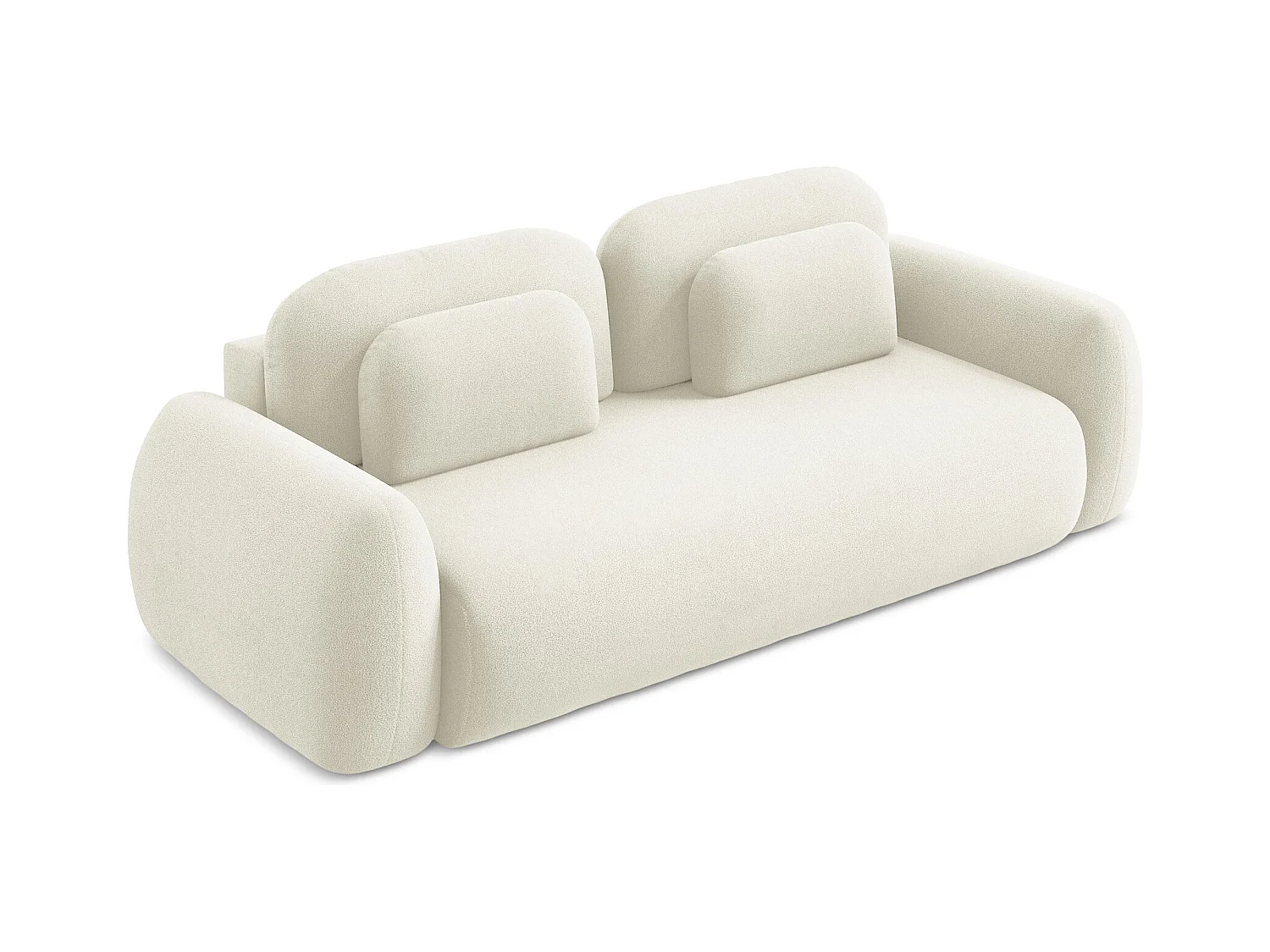 Canapé 3 places convertible en tissu bouclette - beige clair - LOHI