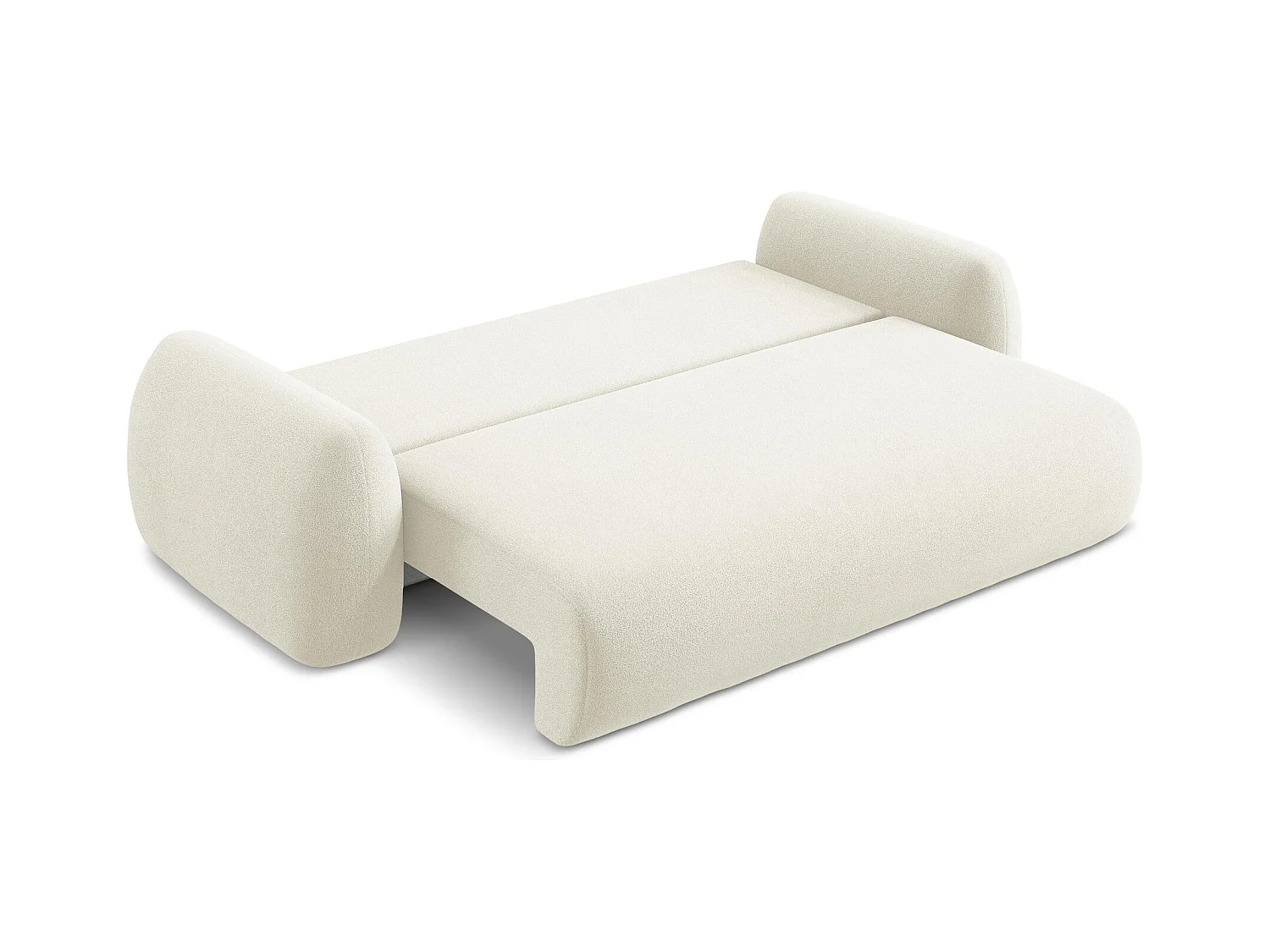 Canapé 3 places convertible en tissu bouclette - beige clair - LOHI