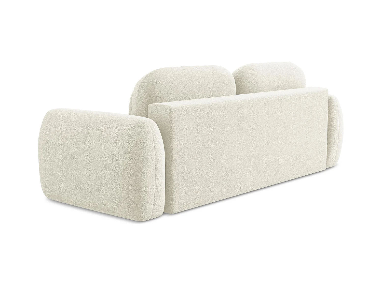 Canapé 3 places convertible en tissu bouclette - beige clair - LOHI